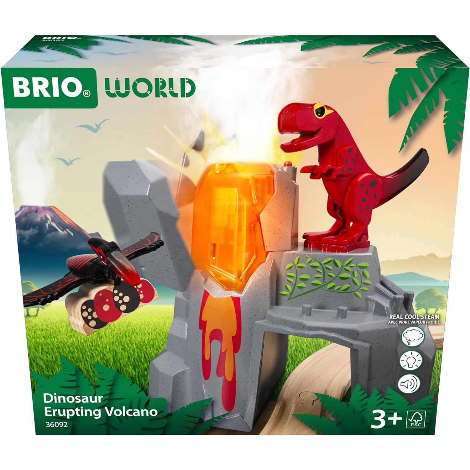 Brio Dinosaur Erupting Volcano Science Kit - STEM Educational Toy for Kids Ages 5+ | Dino Eruption Experiment with T-Rex Figure | Perfect for Birthday Gifts & Science Classroom Activities