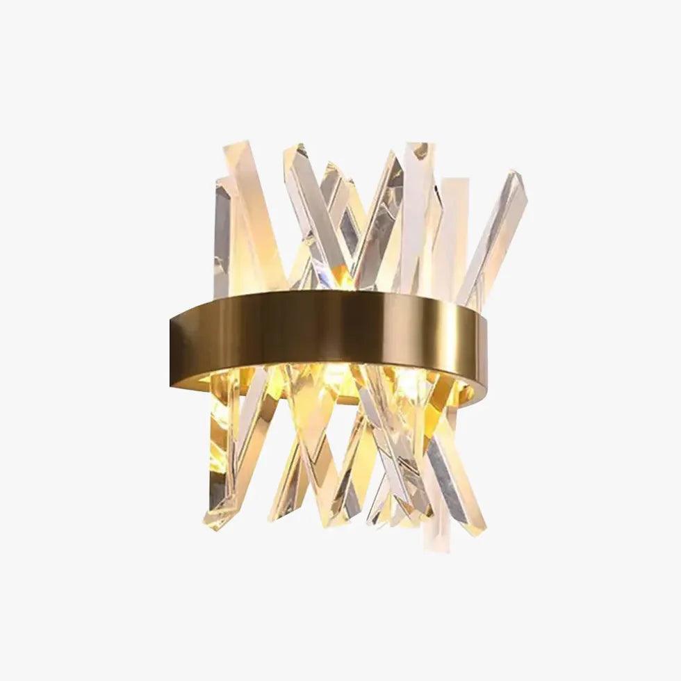 Geometric Crystal Gold Wall Lights - Modern LED Sconce for Bedroom, Living Room & Hallway Decor - Elegant Lighting Fixture for Home & Office