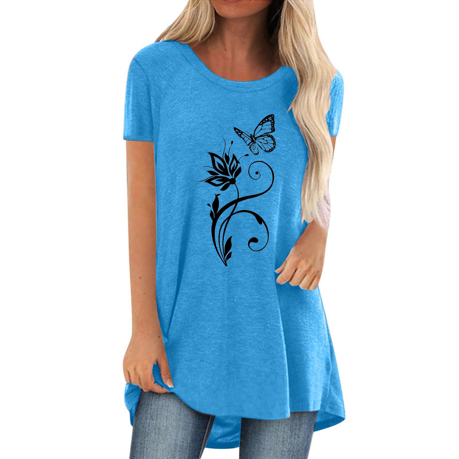 Women's Casual Short Sleeve Printed Blouse - Loose Fit Tunic Top for Work & Everyday Wear | Office, Weekend Outings & Summer Fashion