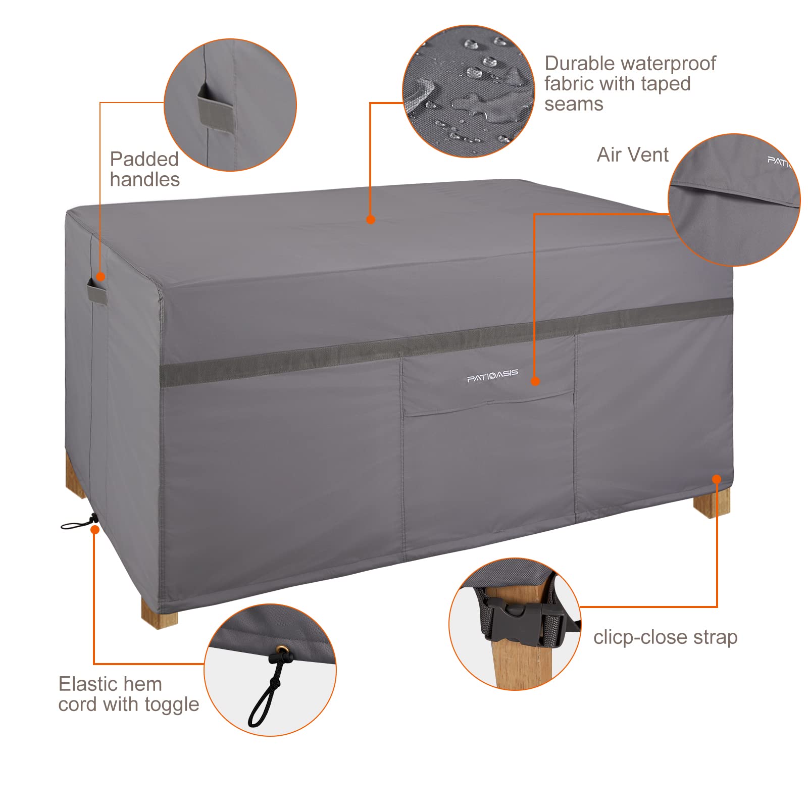 600D Oxford Waterproof Outdoor Rectangle Table Cover - 127
