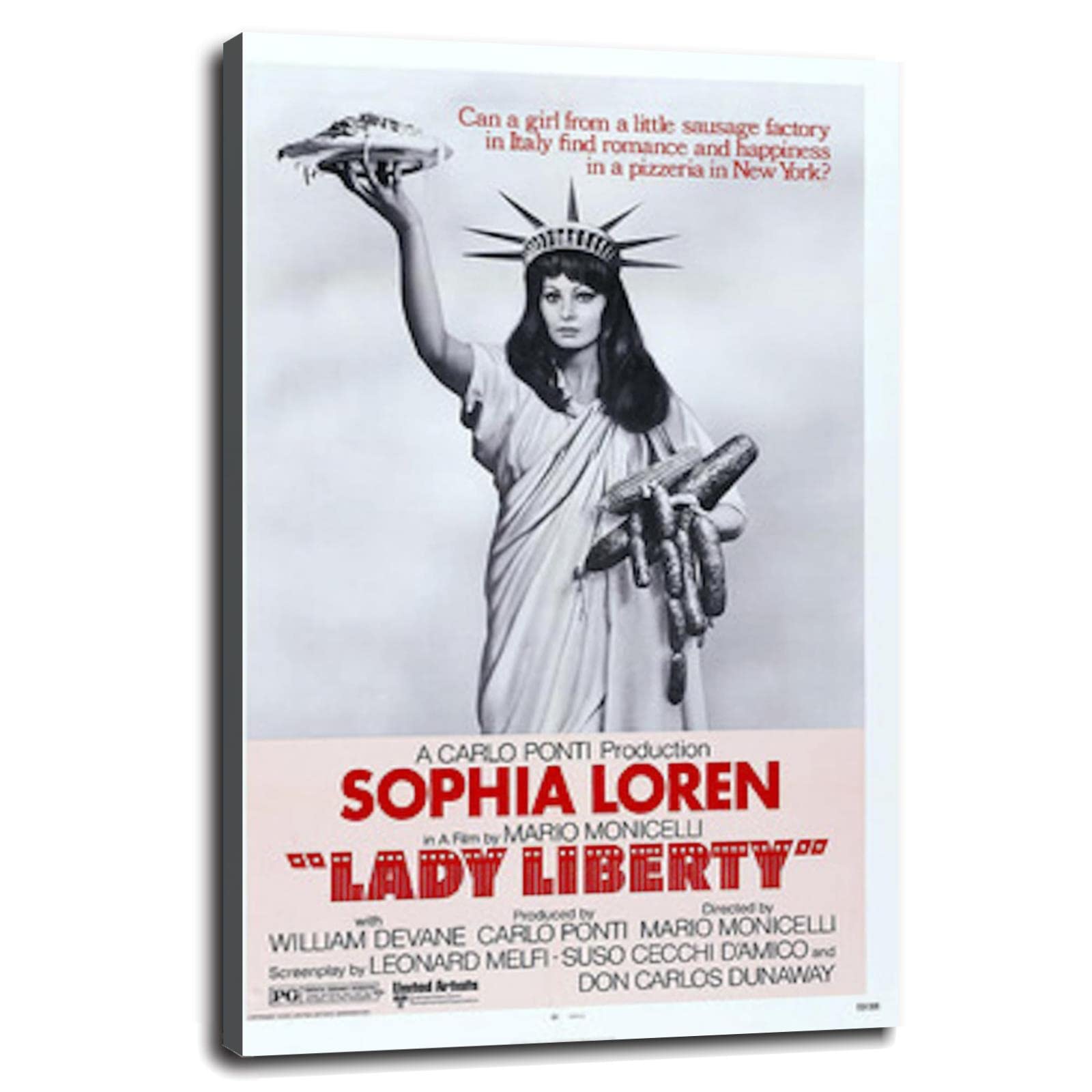 Sophia Loren La Mortadella Movie Poster Canvas Print - 36x24 Inch Framed Wall Art for Home, Office & Bedroom Decor | Vintage Italian Cinema Decor, Film Lover Gift