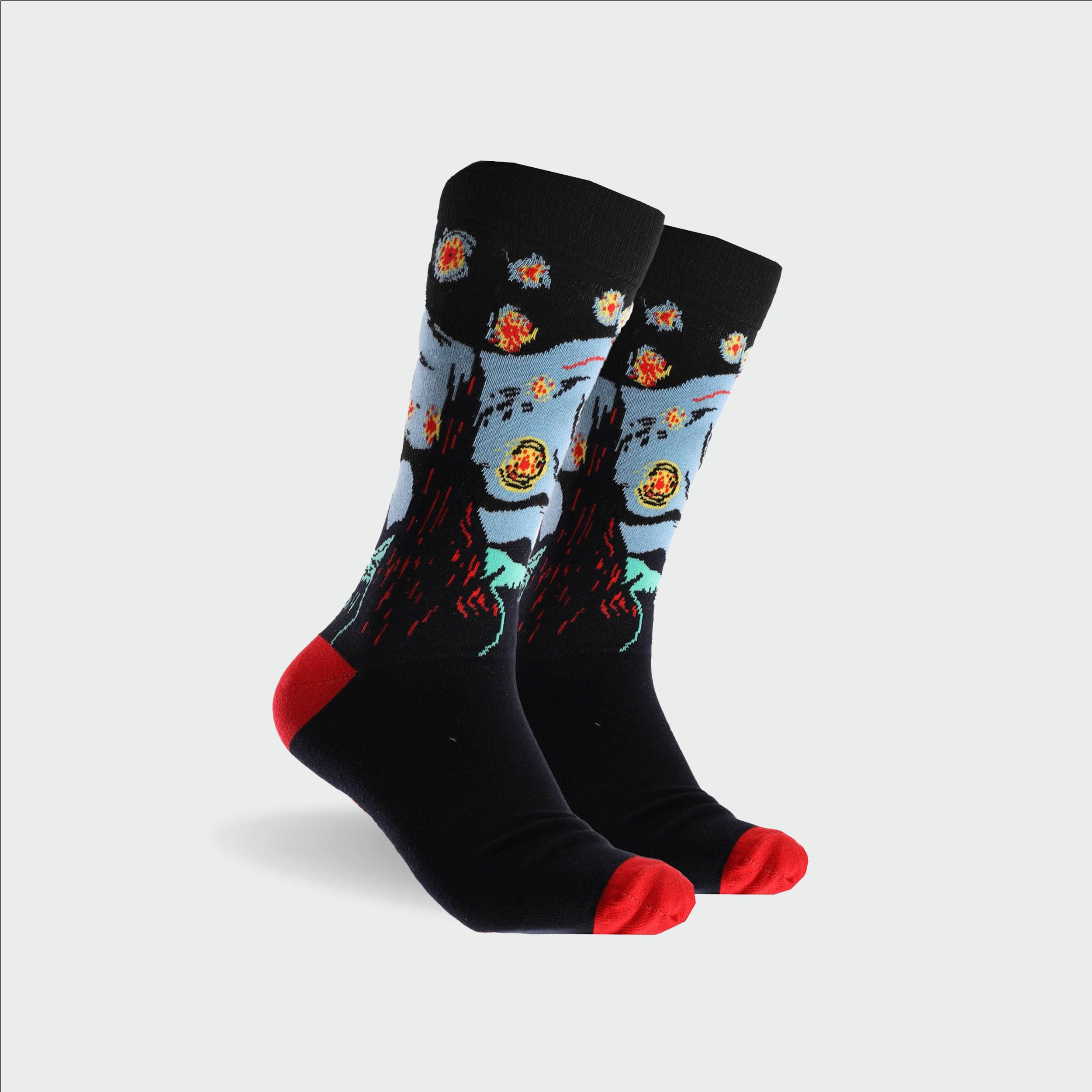 Men's Starry Night Cotton Crew Socks - Navy Blue | Comfortable & Breathable Everyday Socks for Work, Casual & Home Wear