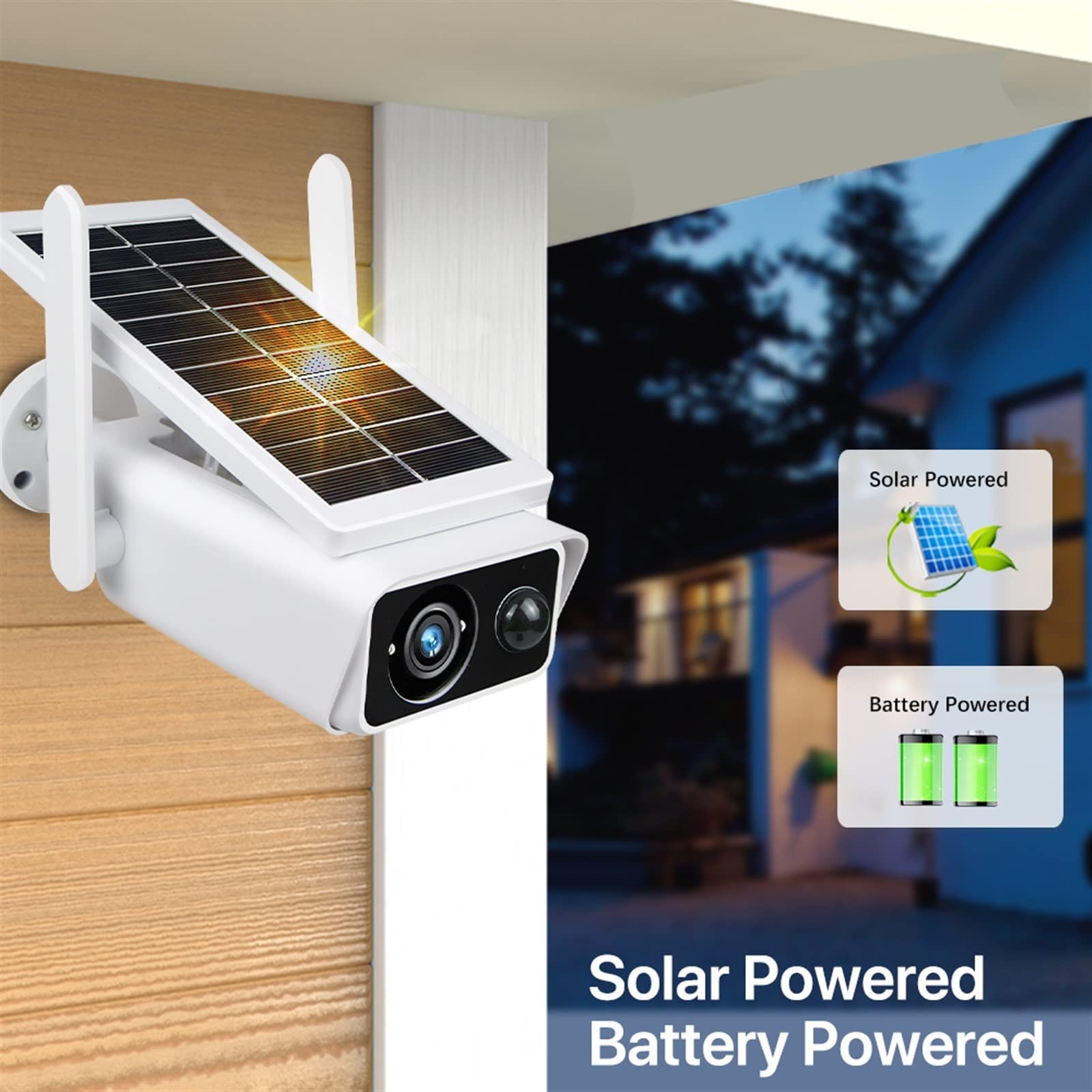 MEIVIYA 3MP HD Solar Wireless Outdoor Security Camera - Battery Powered, PIR Motion Detection, IP66 Weatherproof, Night Vision - Ideal for Home, Garage & Backyard Surveillance (No Battery, 128GB Storage)