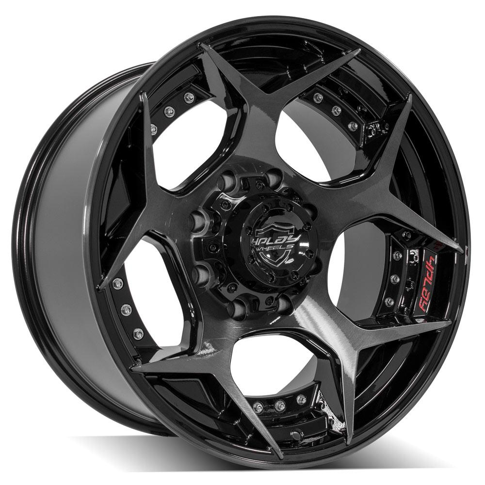 4Play Gen2 4P50 Gloss Black Wheels 20x10.0 24 8x180mm 124.1mm - Brushed Face & Tinted Clear Finish - Perfect for Off-Road Trucks, SUVs, and Custom Builds