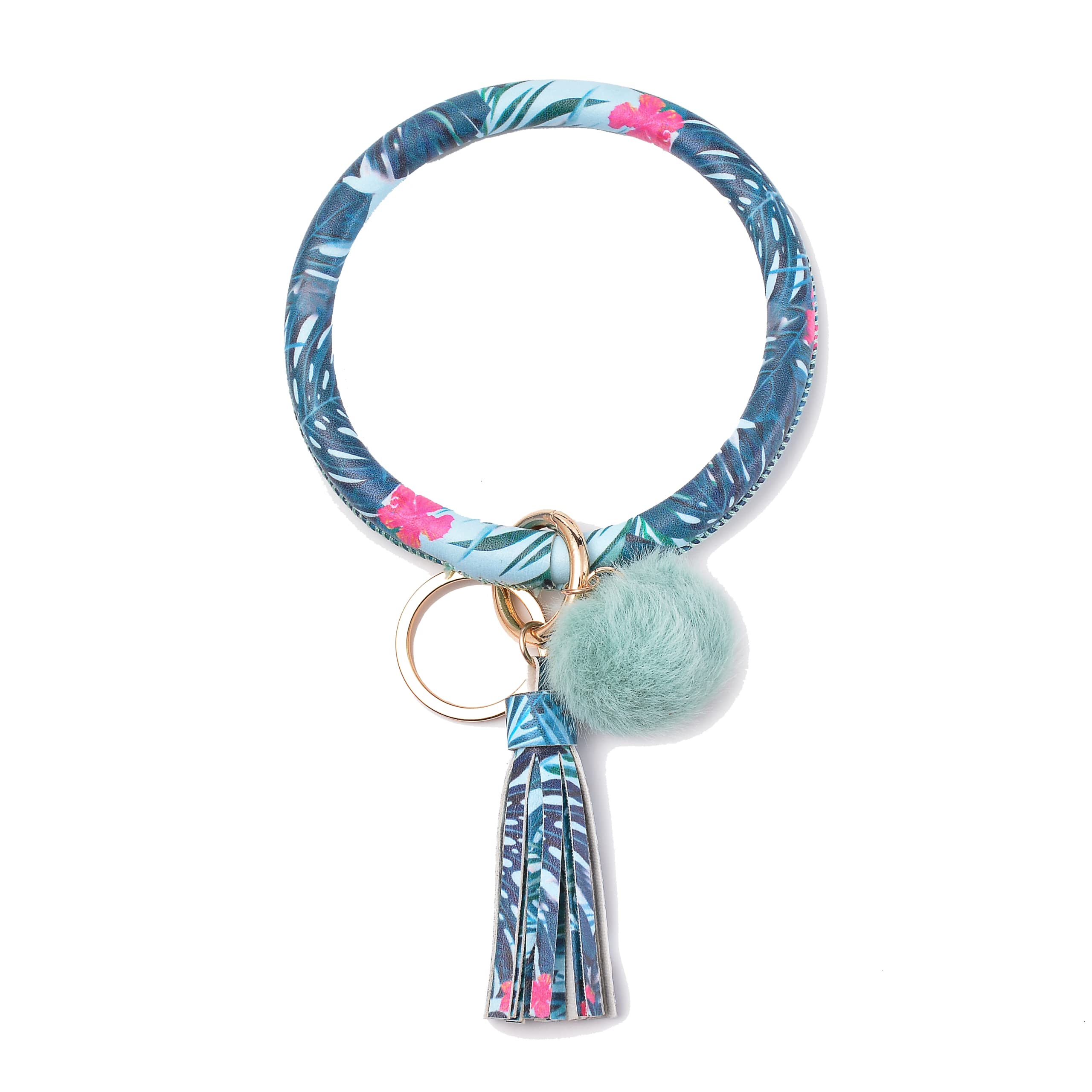 Yezuoo Women's Leather Key Ring Bracelet with Tassel - Stylish Wristlet Keychain for Keys, Cards & Wallet - Perfect for Everyday Use, Travel & Gifts