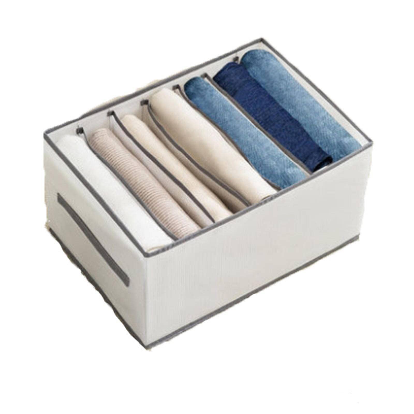 Washable 3-Pack Wardrobe Clothes Organizer for Folded Clothes - 7/9/12 Grids Drawer Divider for Thin Jeans, Leggings, T-Shirts, Bras, Underwear & Socks (White/Grey) | Perfect for Closet, Dresser & Travel Storage Organization