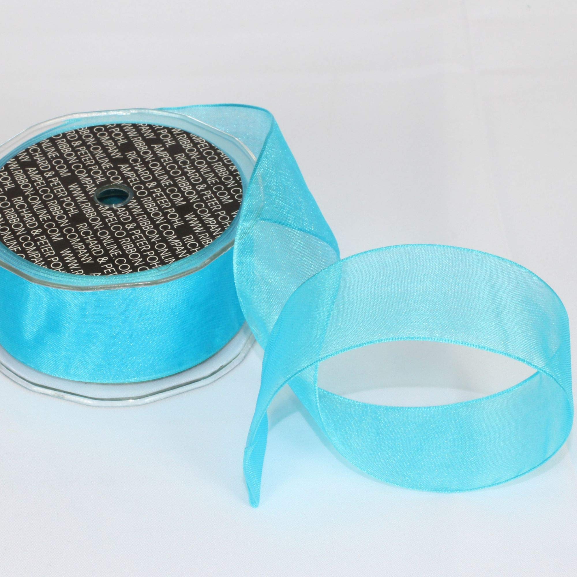 Crystal Organdy Sapphire Blue Wired Craft Ribbon - 1.5 Inch x 27 Yards for Gift Wrapping, Wedding Decorations, DIY Crafts & Scrapbooking