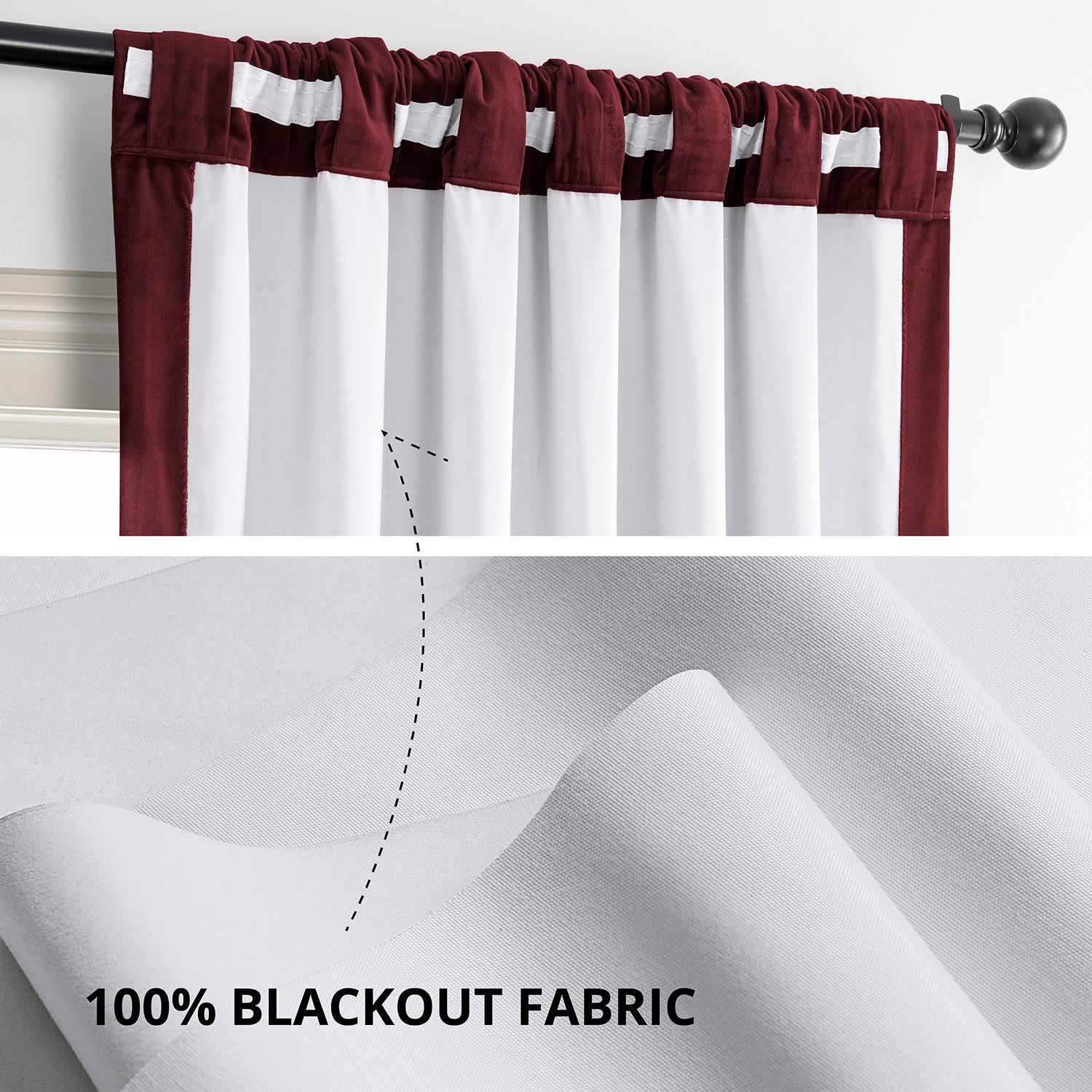 Burgundy Signature Velvet Blackout Curtains for Bedroom - Thermal Insulated Noise Reducing Drapes for Home Theater & Nursery (52x84 inches)