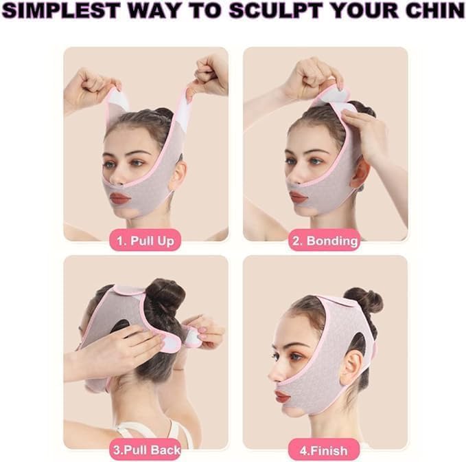 Reusable V-Line Lifting Face Mask - Contouring Sleeping Chin Strap for Double Chin Reduction & Jawline Definition | Slimming Face Band for Nighttime Use, Beauty Sleep & Facial Firming