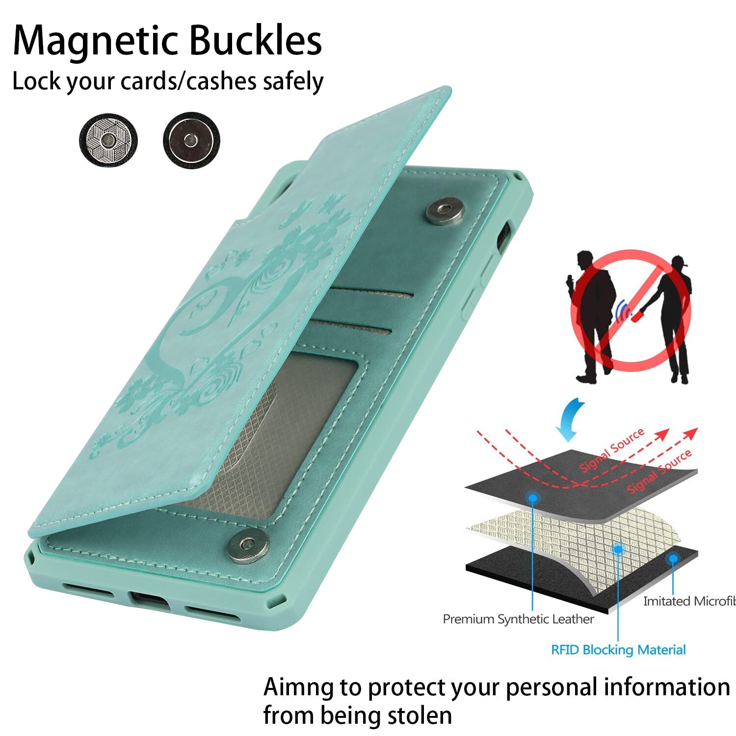 Premium Leather Wallet Case for iPhone X/Xs - RFID Blocking Card Holder with Kickstand & Wrist Strap | Slim Protective Phone Cover for Men & Women | Perfect for Work, Travel & Everyday Use (Green)