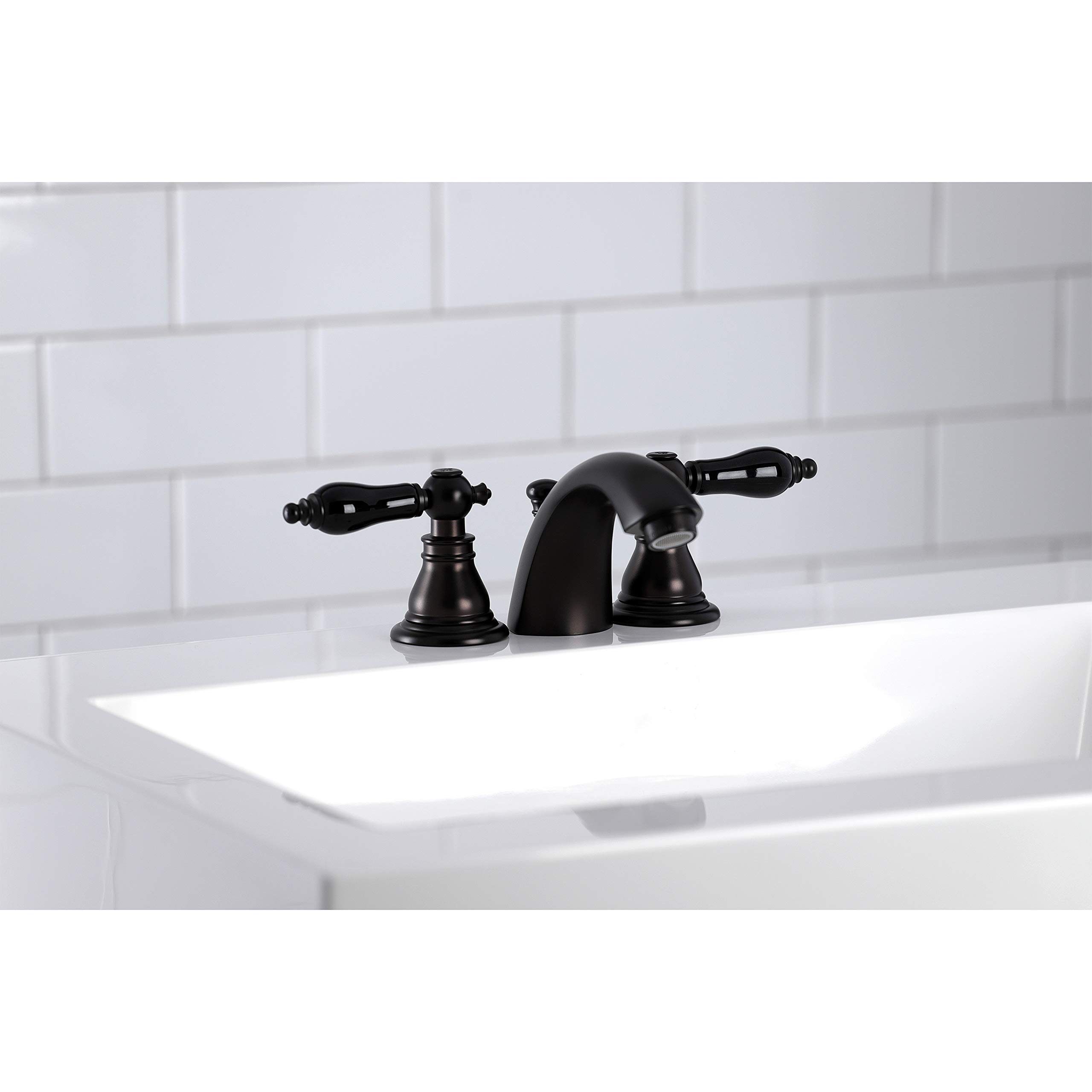 Kingston Brass KB955AKL Duchess Mini-Widespread Bathroom Faucet - Oil Rubbed Bronze Finish with Plastic Pop-Up Drain, 12