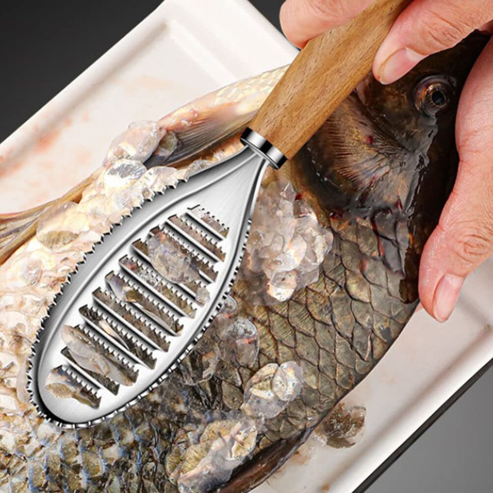 Stainless Steel Fish Scaler Brush - Professional Fish Scale Remover Tool with Sawtooth Design for Kitchen | Perfect for Cleaning Salmon, Tilapia, Bass and More | Essential Kitchen Gadget for Home Cooks & Fishermen