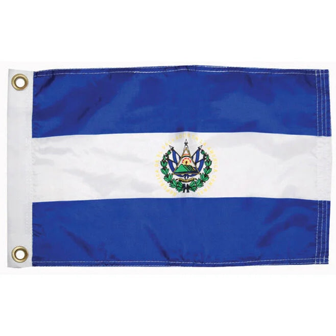El Salvador Courtesy Flag 12x18 Inches - Nautical Boat Flag for International Waters & Maritime Events