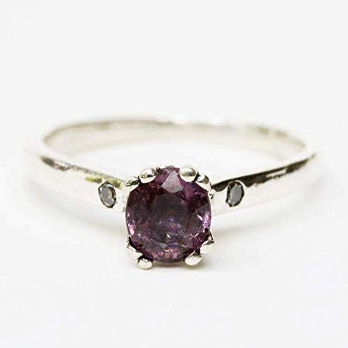 Exquisite Purple Spinel Ring with Diamond Accents in Sterling Silver – Perfect for Engagement, Anniversary & Special Occasions
