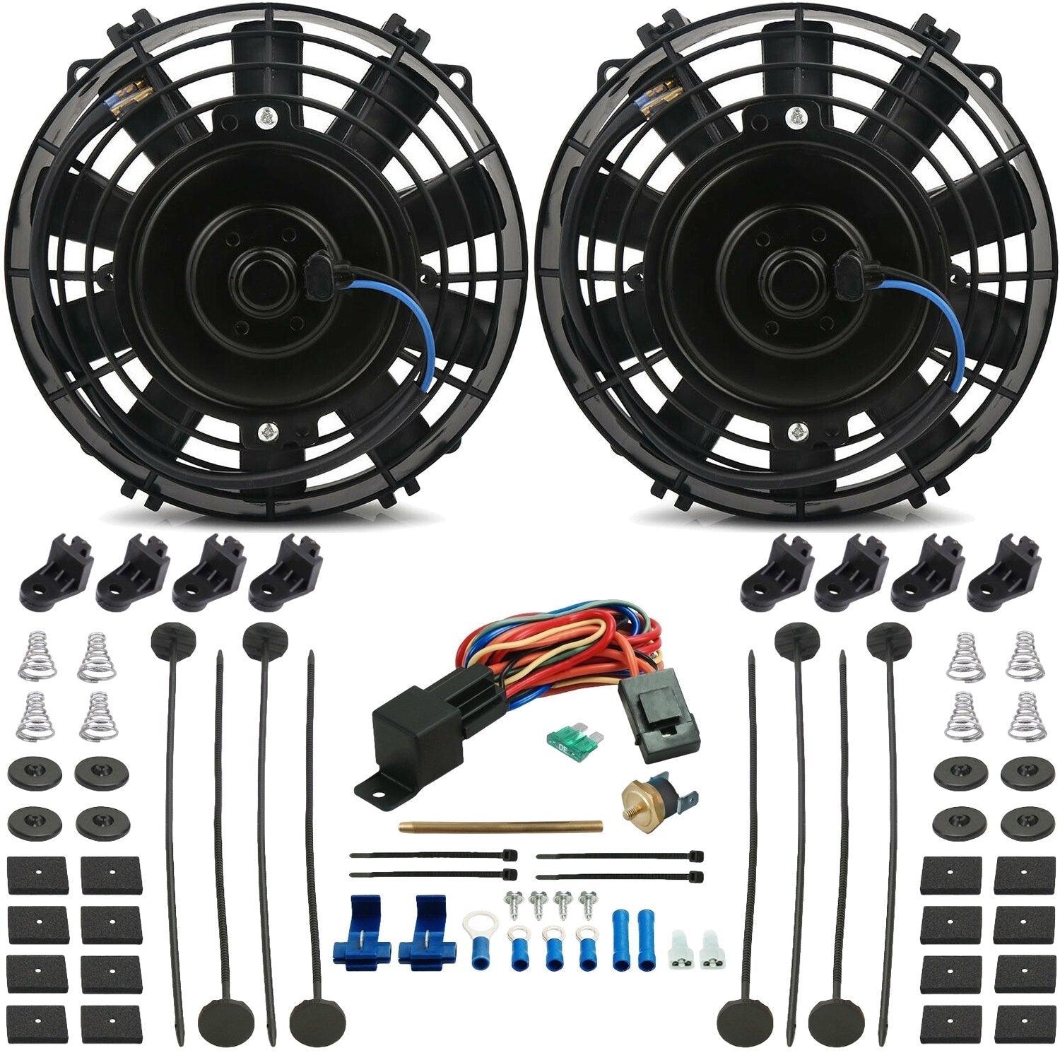 90W Dual 6-Inch Electric Fans with Push-In Probe Thermostat Temperature Switch - Perfect for Cooling Electronics, Server Racks & Home Appliances