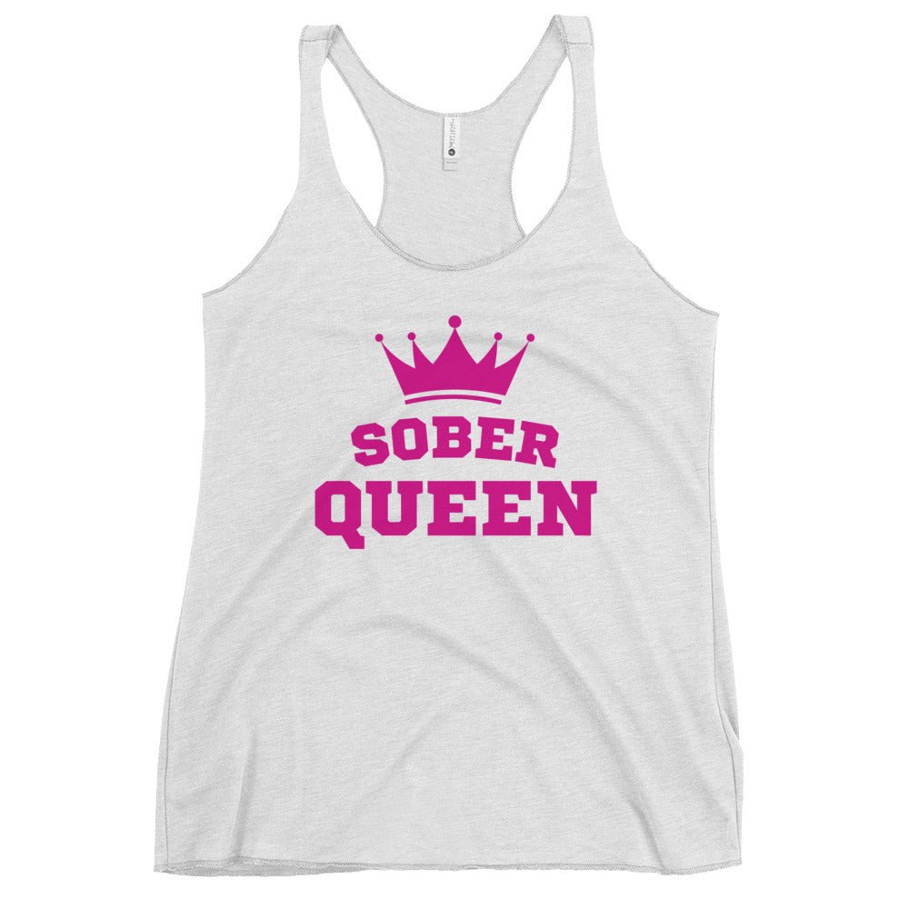 Sober Queen Strength Racerback Tank Top for Women - Workout, Gym & Yoga Activewear - Perfect for Fitness, Running & Everyday Wear