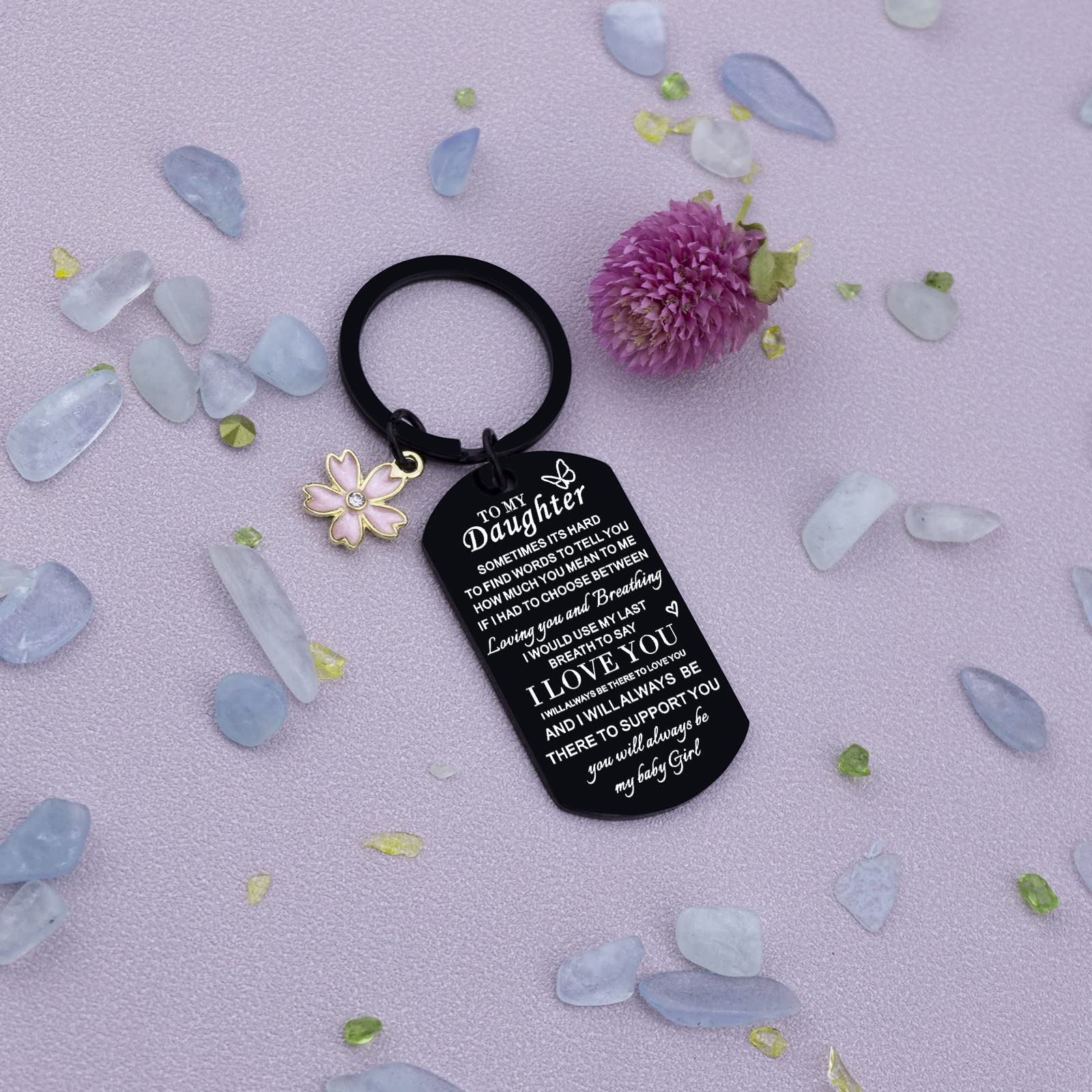 Personalized Daughter Keychain - Heartfelt Birthday, Graduation & Christmas Gift from Mom & Dad - Engraved Keepsake for My Girl - Perfect for Special Occasions & Everyday Carry