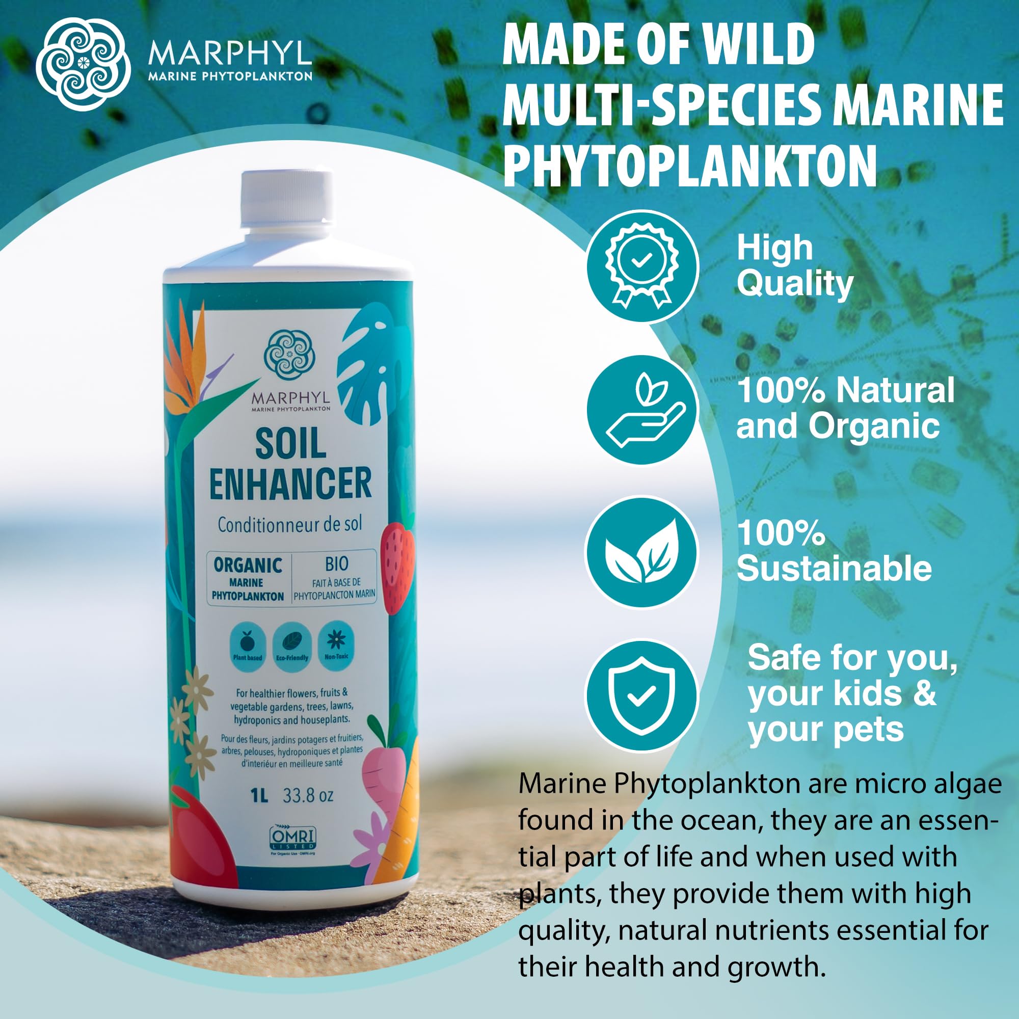 **MARPHYL Organic Liquid Fertilizer - All-Purpose Plant Food for Indoor & Outdoor Plants - Nutrient-Rich Lawn Fertilizer & Soil Enhancer for Flowers, Vegetables, Succulents, Bamboo & Hydroponics - Perfect for Houseplants, Gardens & Greenhouses**