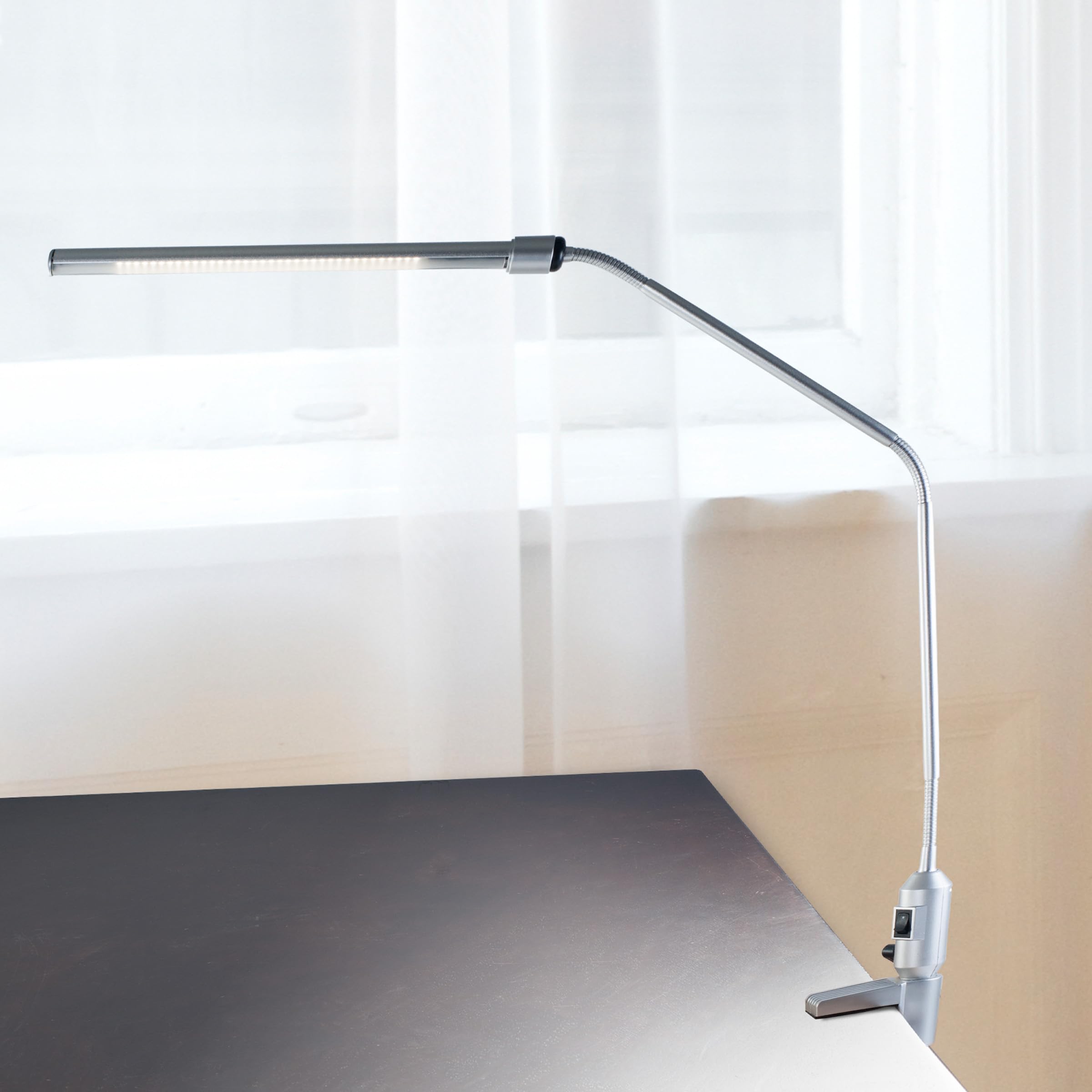 Modern LED Clamp Desk Lamp - Adjustable Clip-On Light for Home Office, Study, Dorm Room | Silver Contemporary Task Lighting by Lavish Home | Perfect for Reading, Working & Nightstand Use