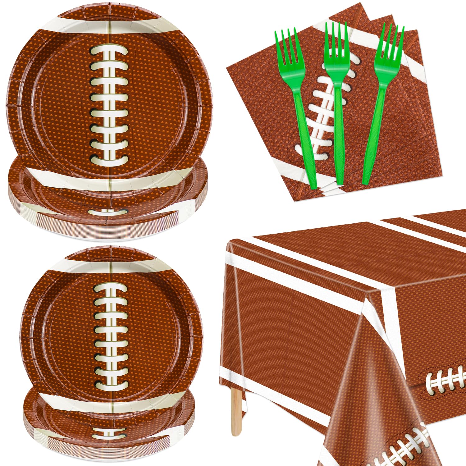 81Pcs Football Party Decorations Set - Includes Birthday Plates, Napkins, Tablecloth & Forks for Football Themed Birthday Party Supplies | Perfect for Kids Game Day Celebrations, Sports Fan Parties & Serving 20 Guests