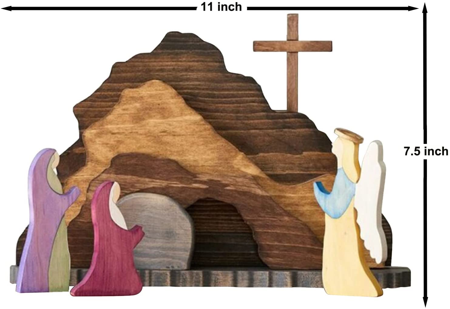 2022 Easter Wooden Decoration Set - Religious Resurrection Scene & Nativity Decor for Home, Tabletop, Office - Perfect for Easter Sunday Celebrations, Church Events, and Spring Home Decor