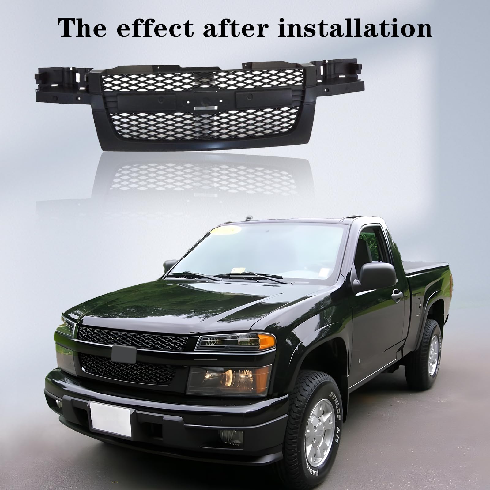 Dark Gray Front Grille with Mesh Insert for 2004-2012 Chevrolet Colorado (No Center Bar) - Upgrade Your Truck's Style & Protection for Off-Road & Daily Driving