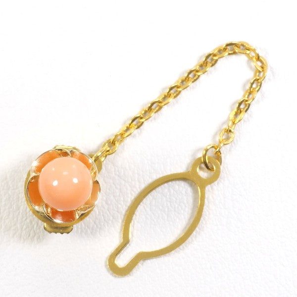 18K Yellow Gold Coral Pin Brooch - Elegant Alloy Vintage Jewelry for Women, Perfect for Weddings, Parties & Special Occasions