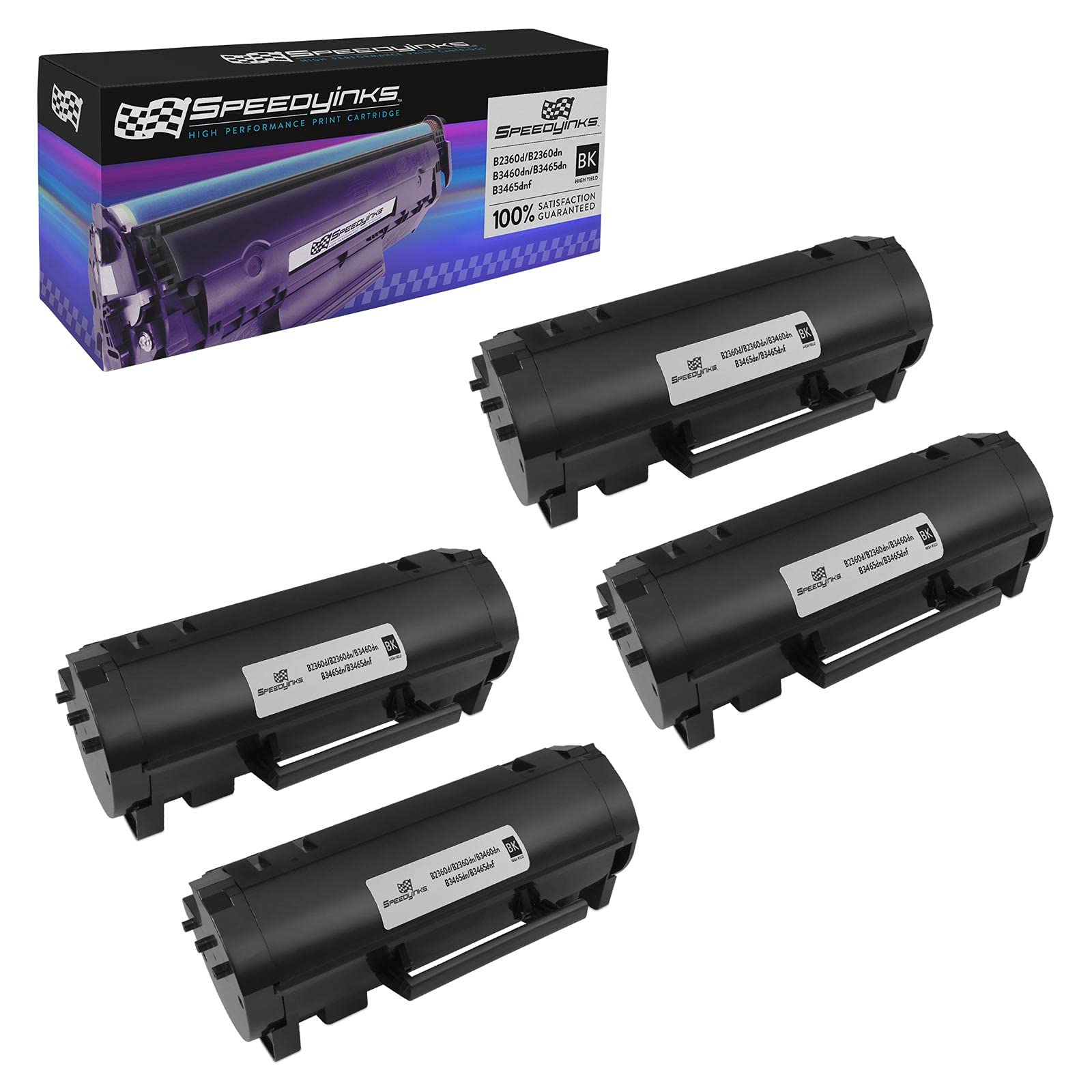 High-Yield Dell 331-9805 Compatible Toner Cartridge Replacement (4-Pack, Black) for Dell B2360d/B3460dn/B3465dn/B2360dn/B3465dnf Laser Printers | Fast Printing for Office & Home Use