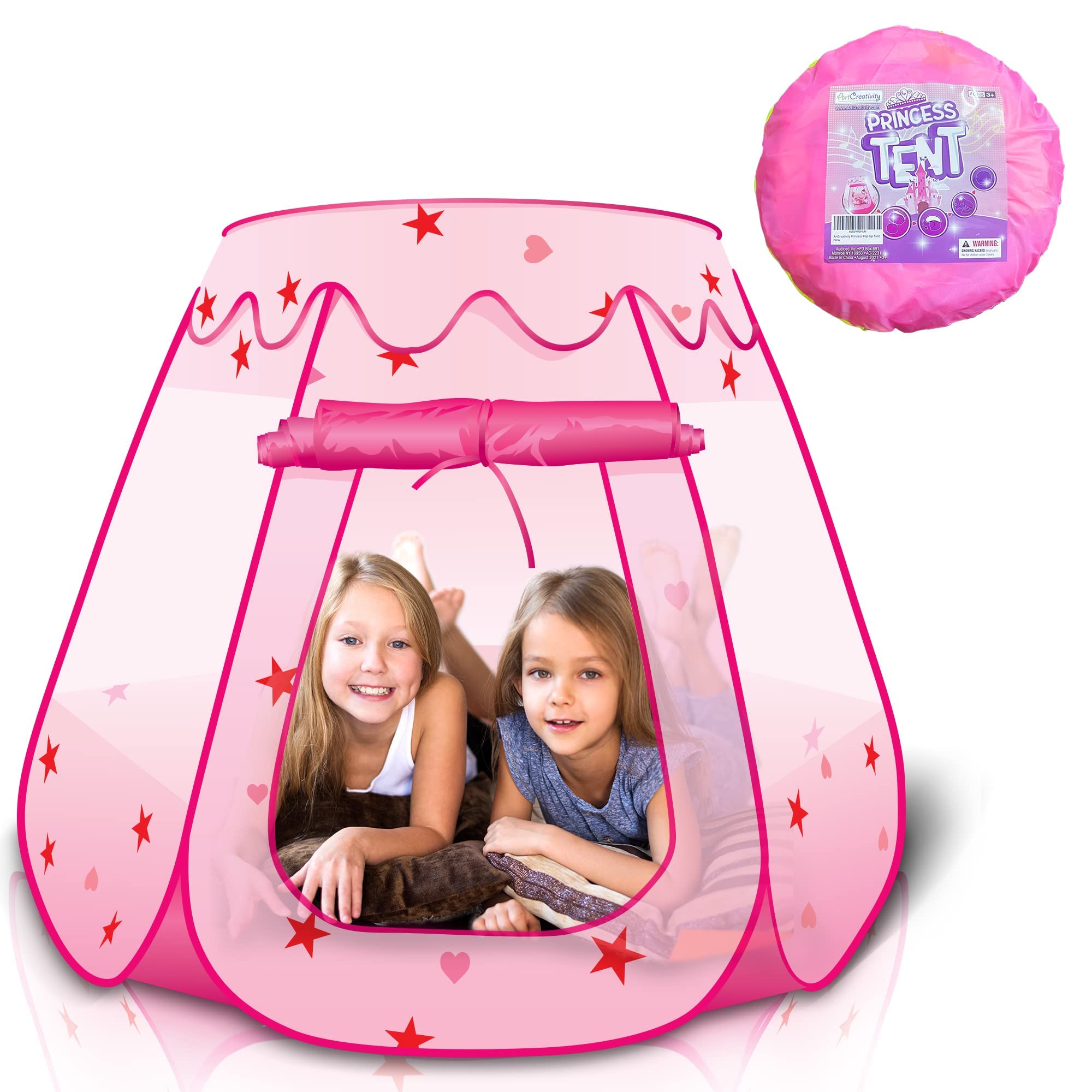 **ArtCreativity Princess Pop Up Play Tent for Kids - Foldable Indoor & Outdoor Playhouse with Carry Bag, Ball Pit Toys for Toddlers Ages 3-4 - Perfect for Birthday Gifts, Pretend Play & Backyard Fun**