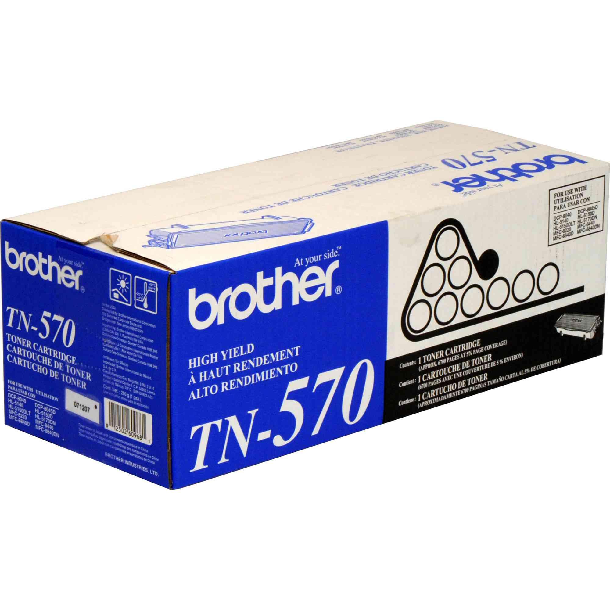 Brother TN570 Black Toner Cartridge - OEM Compatible for Brother Printers - High Yield Mono Laser Printer Supplies for Home & Office Use
