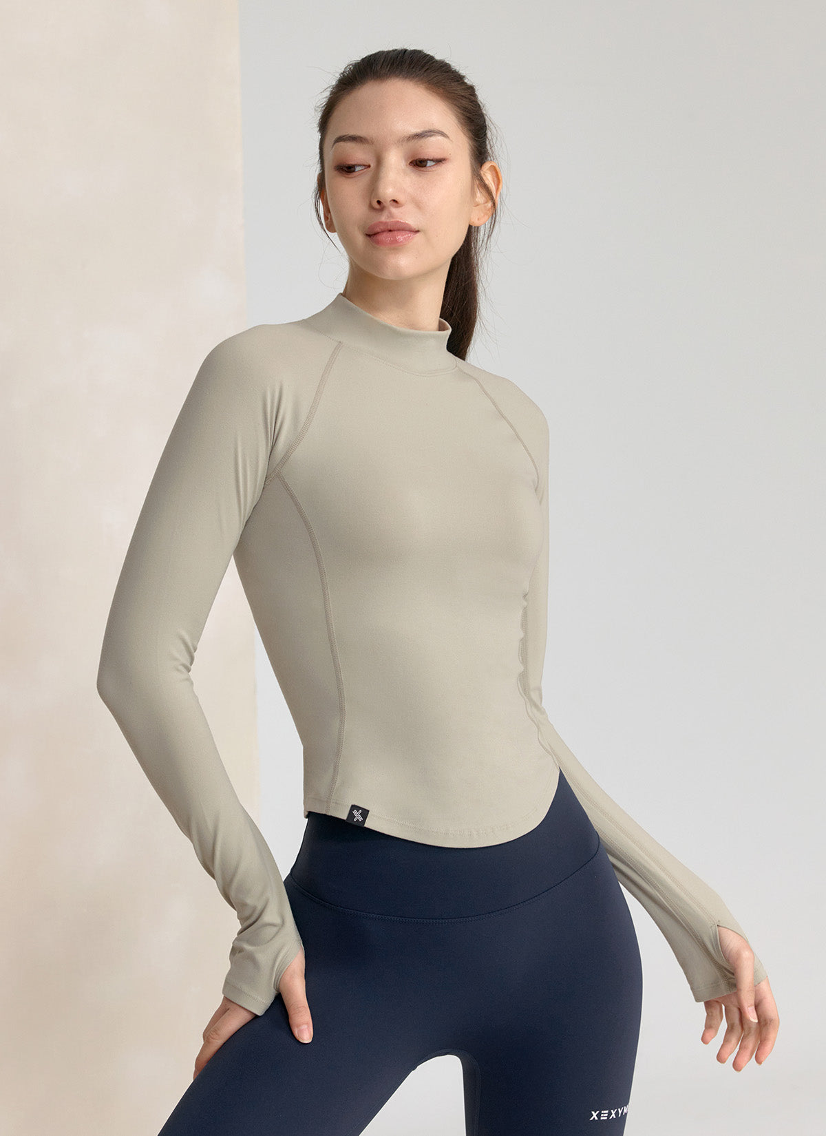 Stylish Peach Mock Neck Long Sleeve Top for Women - Perfect for Office Wear, Casual Outings & Fall Layering