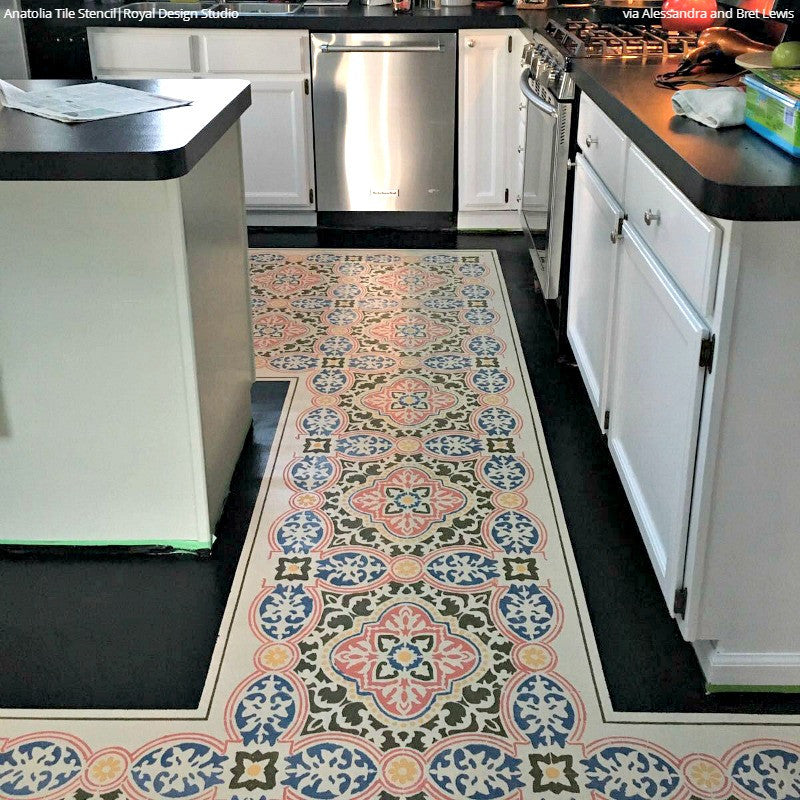 Anatolia Tile Stencil Kit - Reusable DIY Ceramic & Mosaic Tile Painting Template for Home Decor, Bathroom & Kitchen Backsplash - Perfect for DIY Crafts, Wall Art & Floor Designs