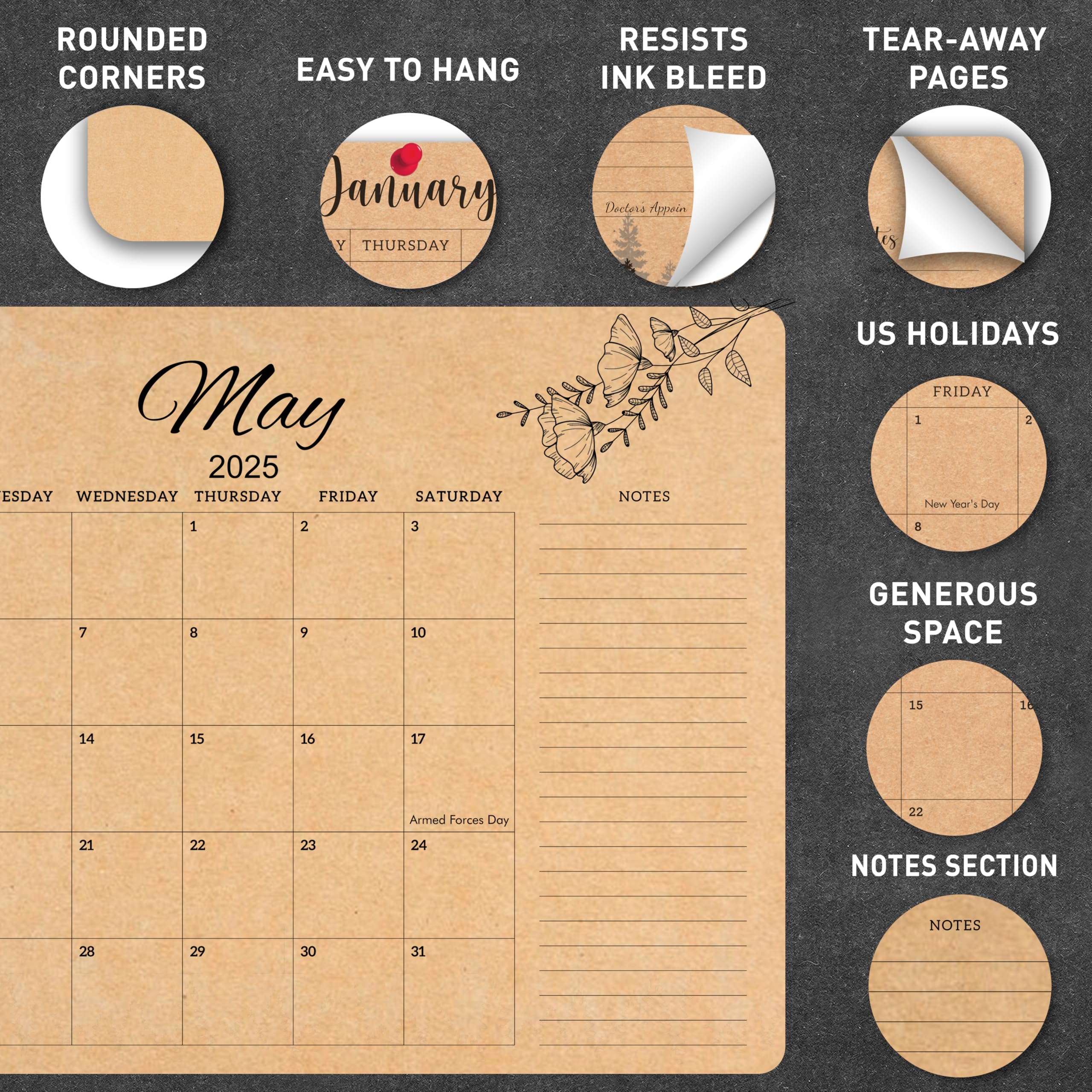 2025 Monthly Desk Calendar - Large 12