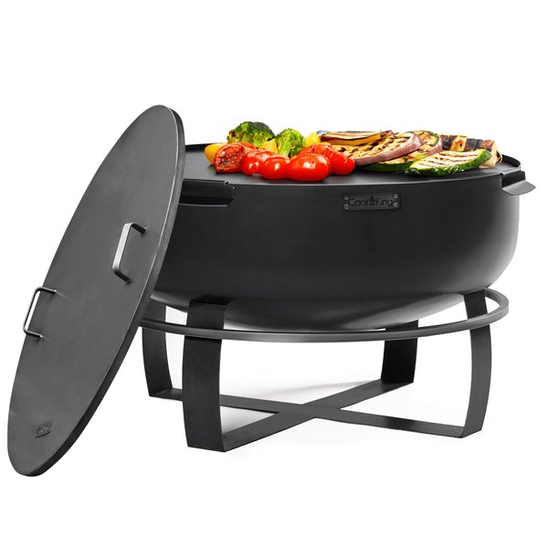 Viking 32 Inch XXL Outdoor Fire Pit with Removable Grill Plate & Weatherproof Cover - Perfect for Backyard Camping, BBQ Parties & Patio Gatherings