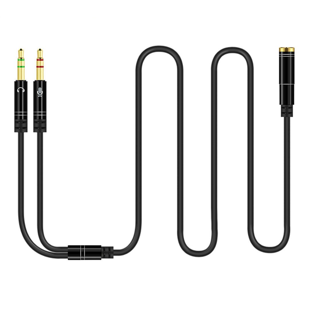 3.5mm Headphone Splitter - Female to Dual Male Audio Y Cable for PC, Smartphone, Laptop - 1M/3Ft Black - Perfect for Gaming, Music Sharing & Conference Calls