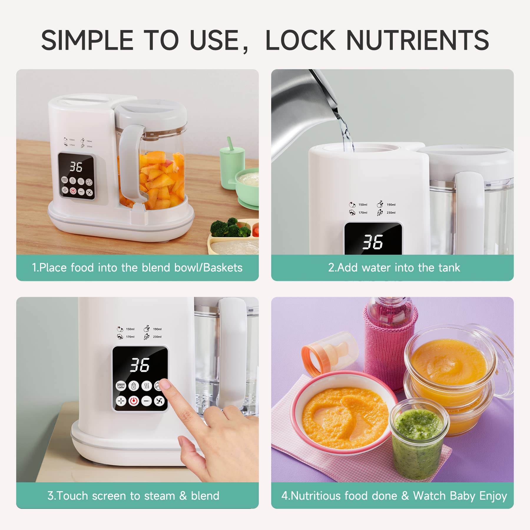 7-in-1 Baby Food Maker with Steamer & Auto Cook - Perfect for Homemade Baby Meals
