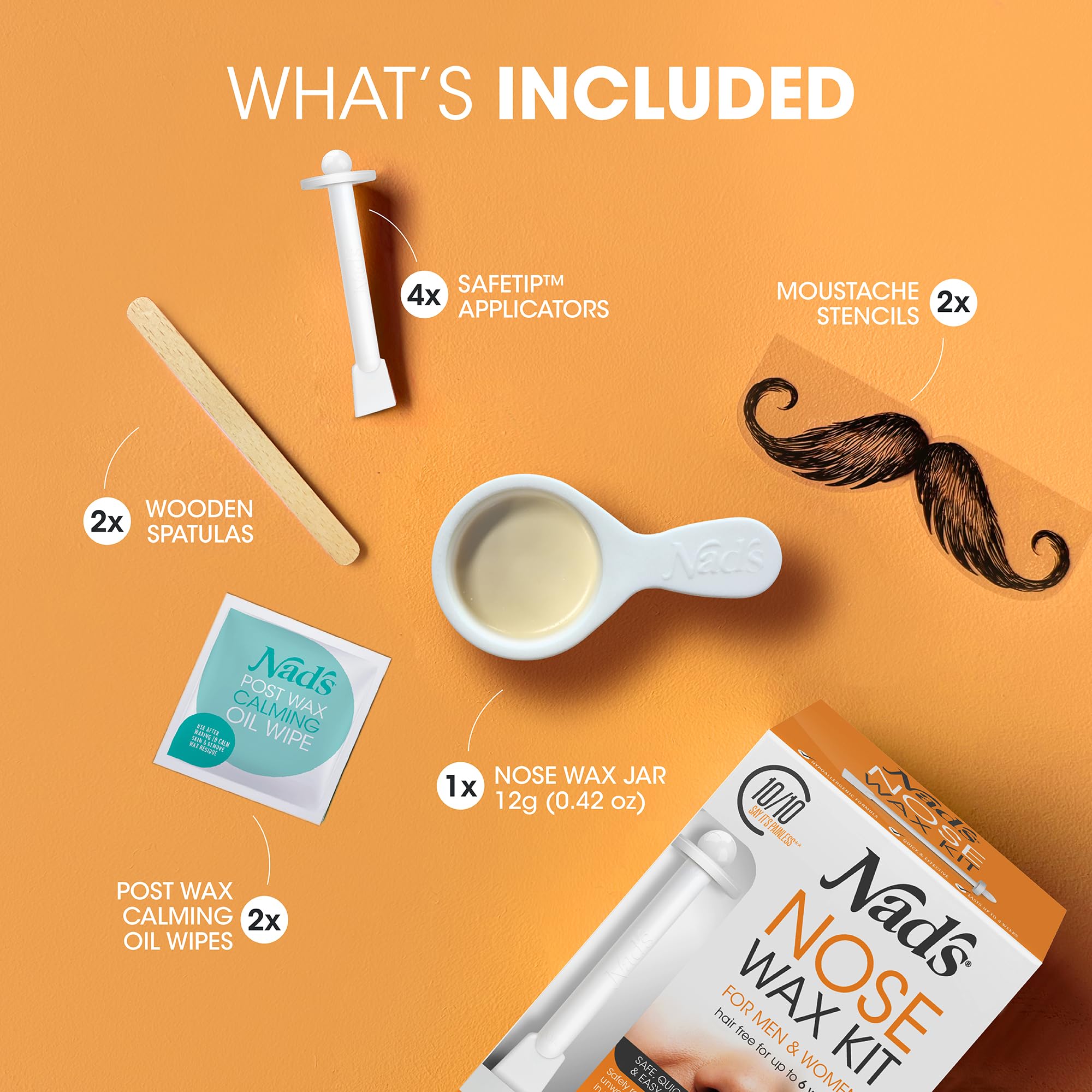 Nad's Nose Wax Kit for Men & Women - Quick & Easy Nose Hair Removal Wax Strips, 12g (0.42oz) - Painless Facial Grooming for Smooth Skin at Home or Salon