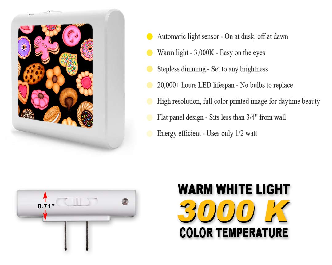 Dimmable LED Night Light with Auto On/Off Sensor - Adjustable Warm Light for Bathroom, Hallway, Nursery & Bedrooms - Perfect for Nighttime Safety & Convenience