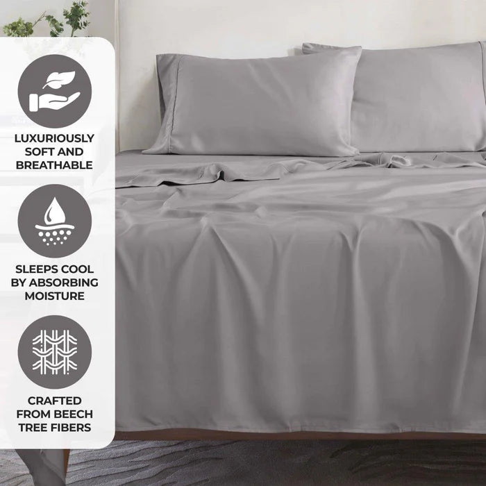 300 Thread Count Modal Beechwood Pillowcase Set - 2 Piece Soft & Breathable Bedding for a Comfortable Night's Sleep - Perfect for Home, Hotel, and Travel Use
