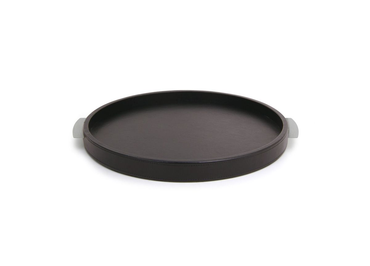 FOH London Round Serving Tray Set of 2 - 15 Inch Elegant Decorative Trays for Coffee Table, Dining, and Home Decor - Perfect for Entertaining Guests and Displaying Decor