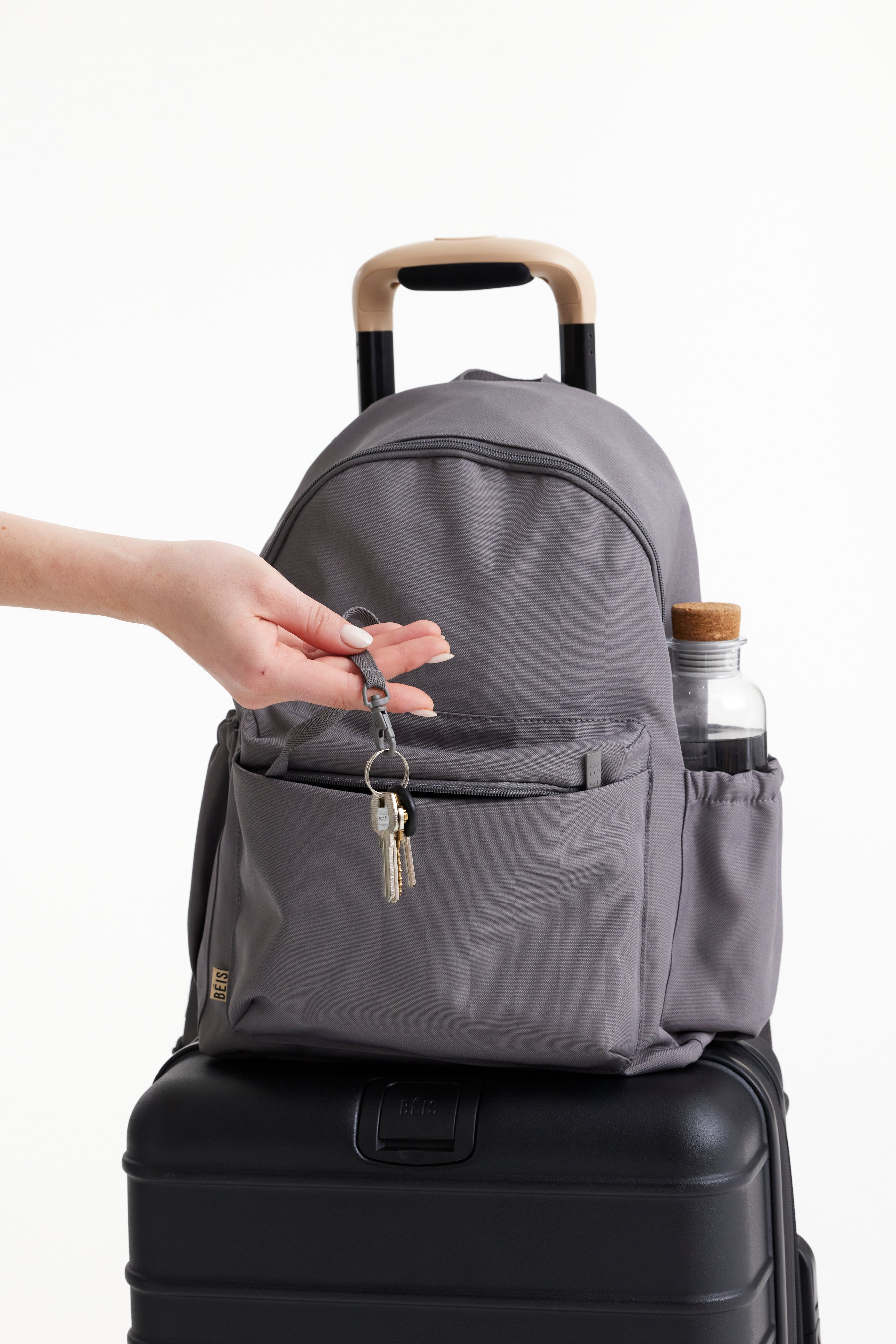 The BÉISics Backpack - Stylish Grey Laptop Backpack for Women & Men | Water-Resistant Travel Backpack for Work, School & Commuting