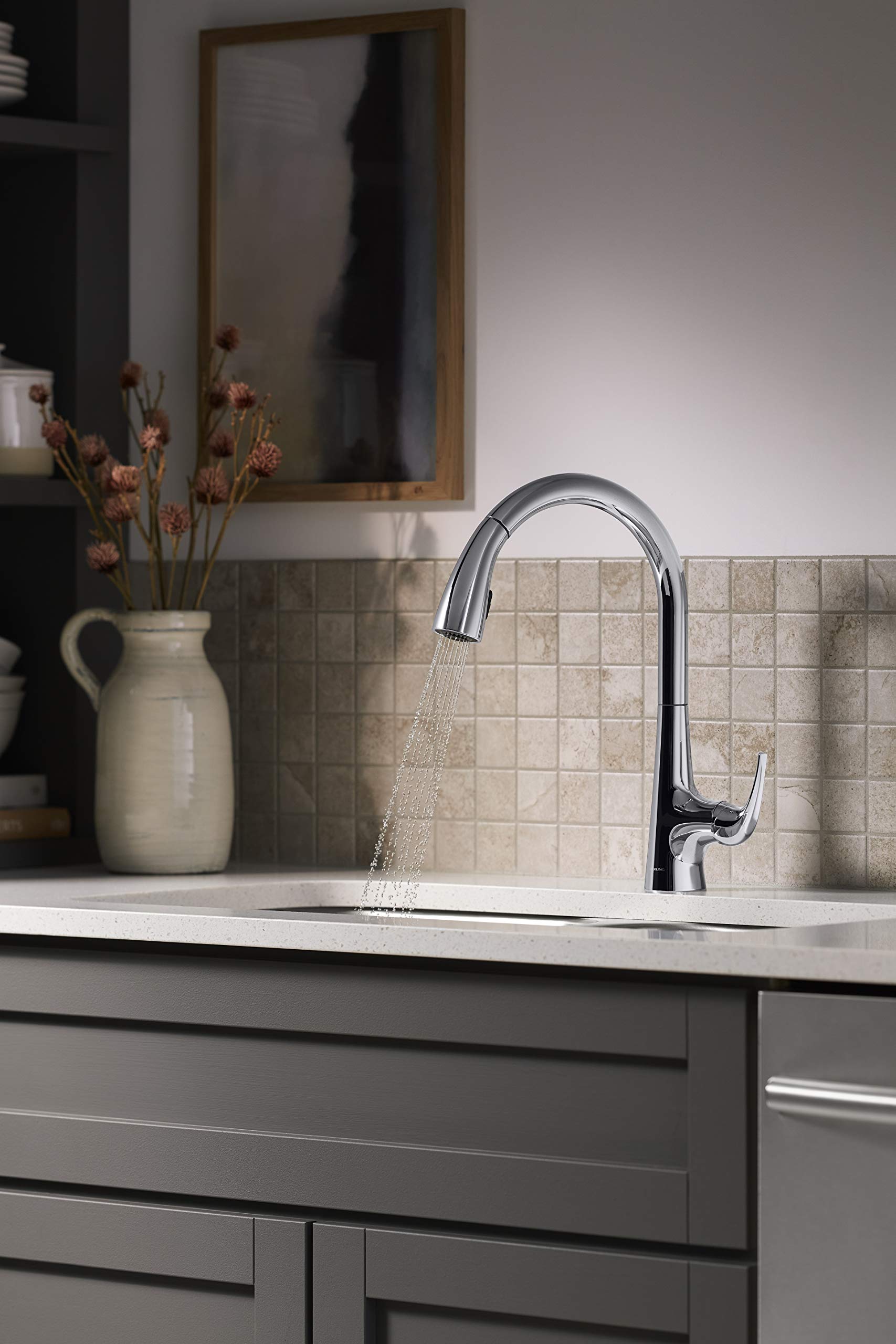 Sterling 24274-CP Medley Pull Down Kitchen Faucet with Two-Function Sprayhead - Polished Chrome Finish for Modern Kitchens | Perfect for Washing Dishes, Filling Pots & Cleaning Sinks