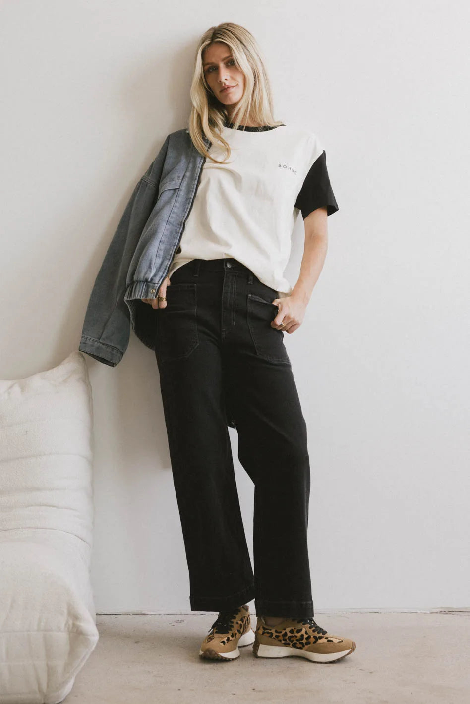 Leila Women's High Waist Wide Leg Jeans - Black Denim Pants for Casual & Office Wear | Comfortable Stretch Fabric