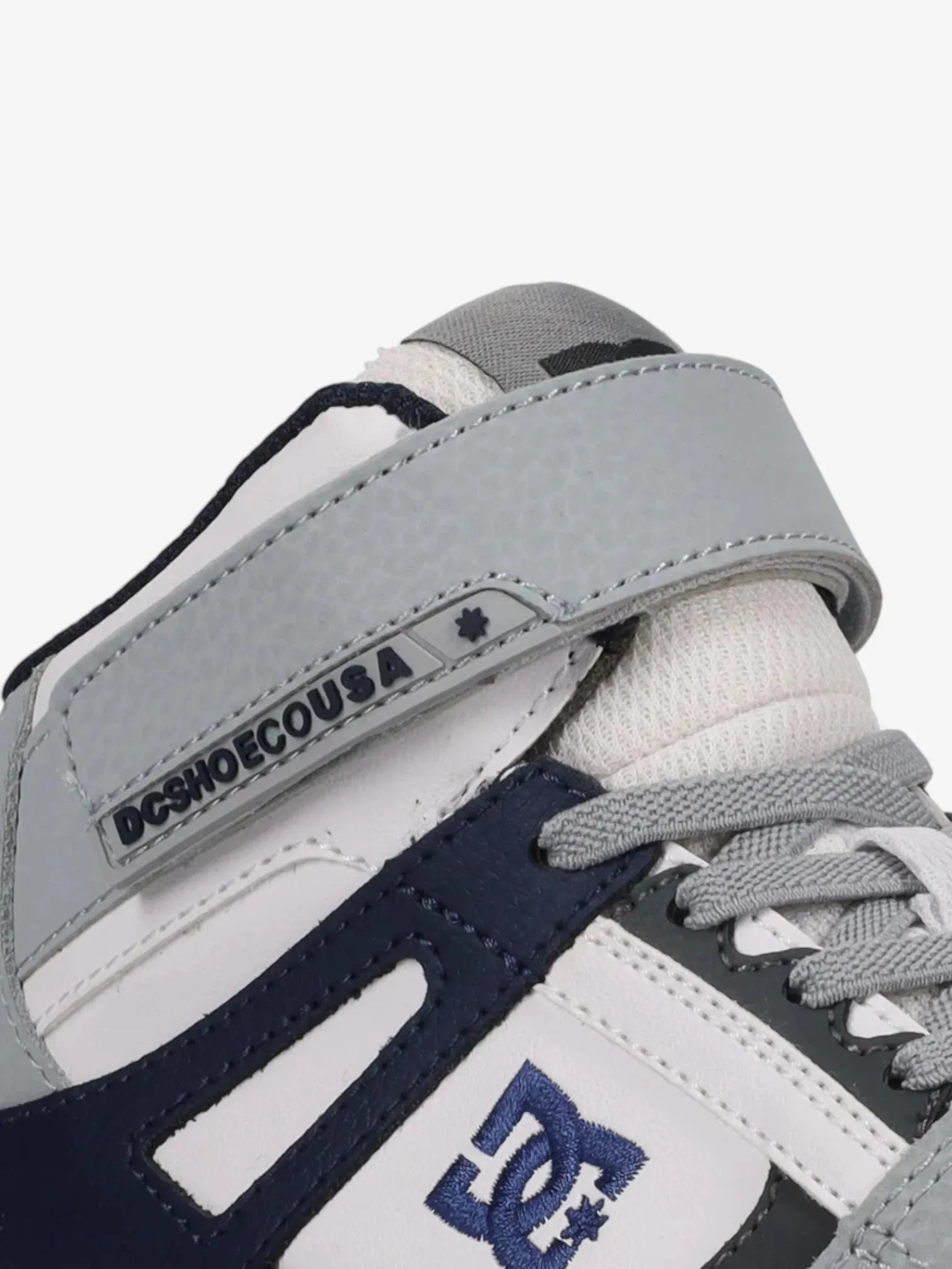 DC Pure Hi Top EV Skate Shoes for Boys - White, Gray & Blue - High Top Sneakers for Skateboarding, School & Casual Wear