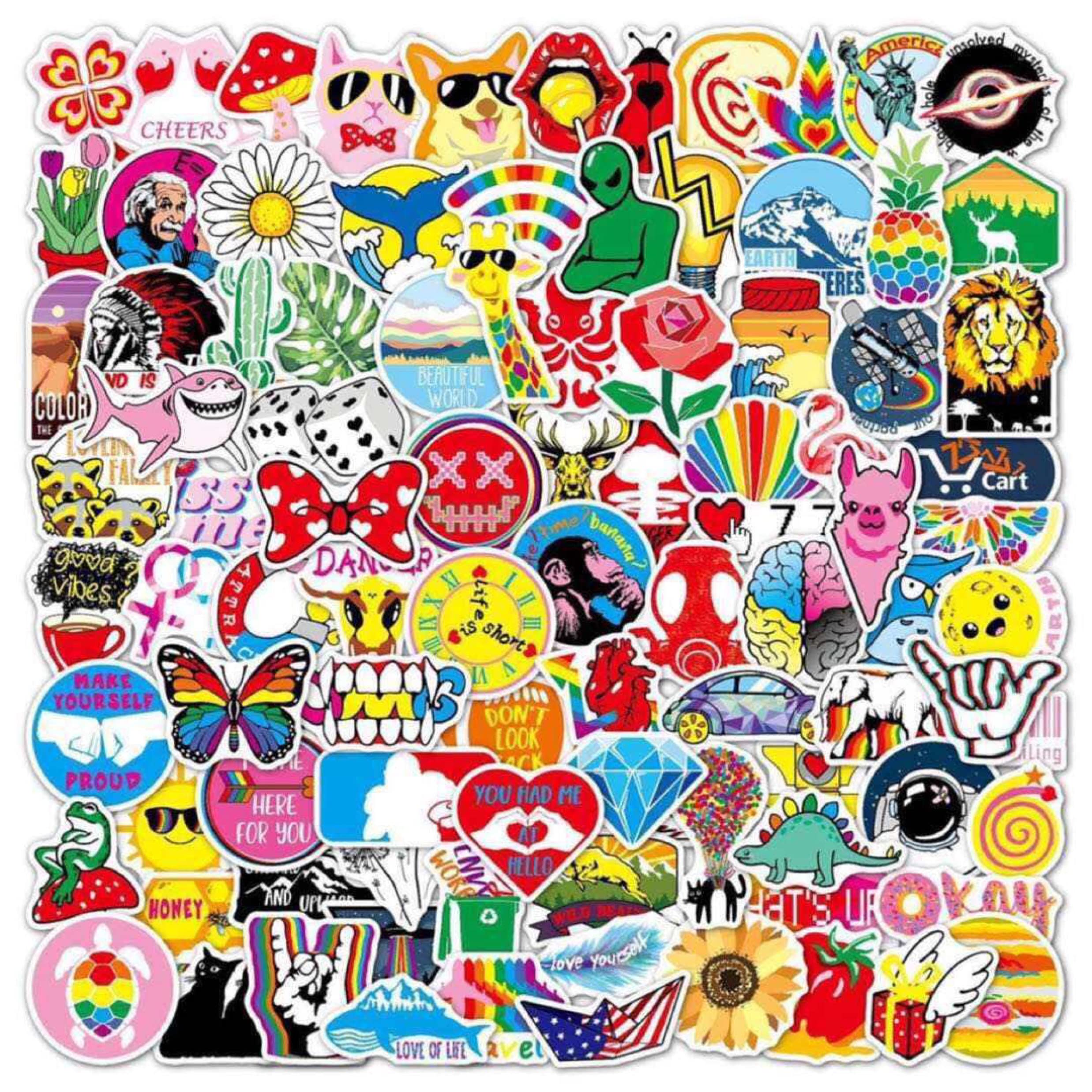 100 PCS Waterproof Vinyl Stickers for Water Bottles, Laptops, Skateboards - Cute Decorative Stickers for Teens, Girls & Kids - Perfect for School, Travel & Personalizing Devices