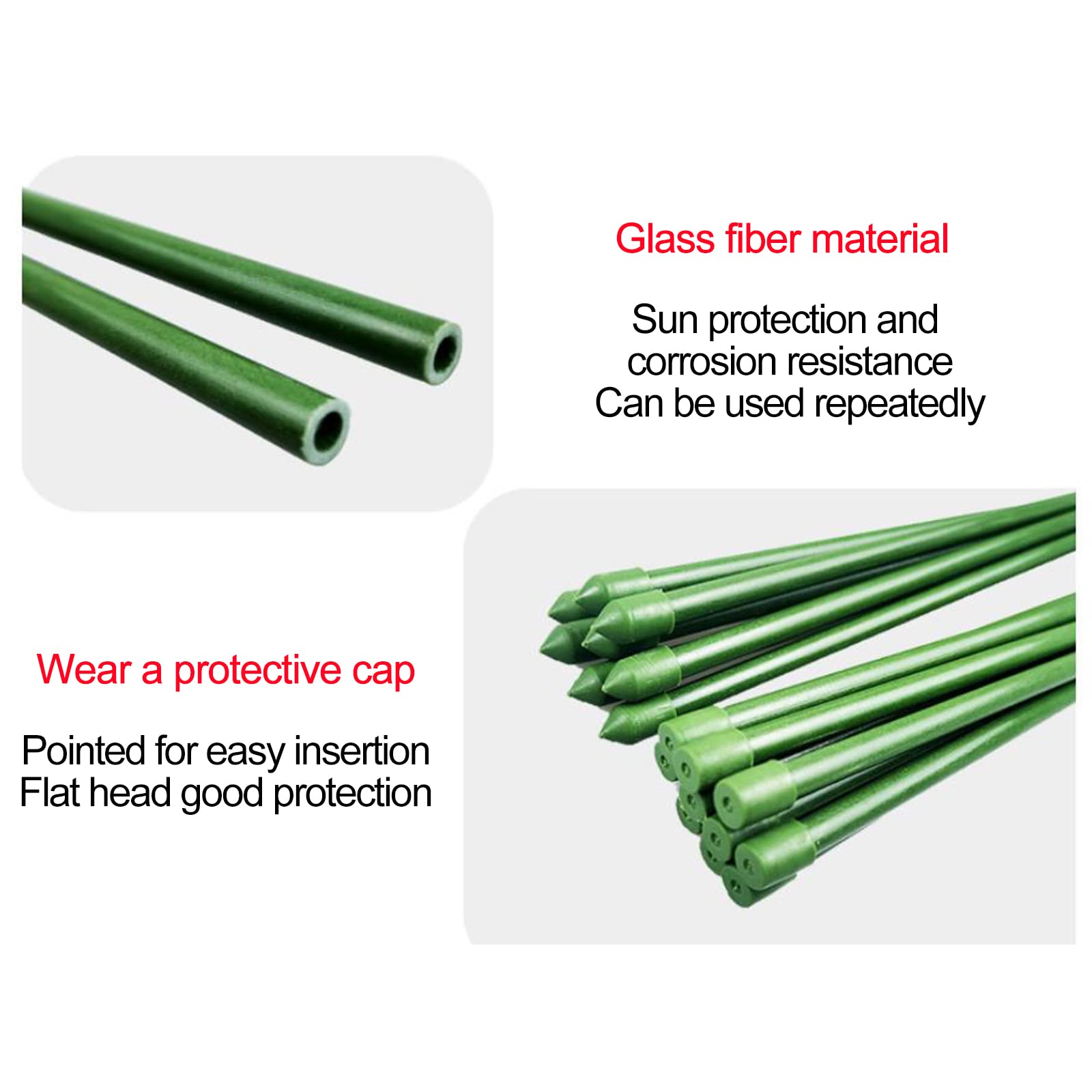 20 PCS Heavy Duty 18 Inch Garden Stakes - Sturdy Plastic Green Coated Plant Supports for Outdoor Gardening, Flowers, Vegetables & Home Decor | Perfect for Tomato, Vine & Climbing Plants Support