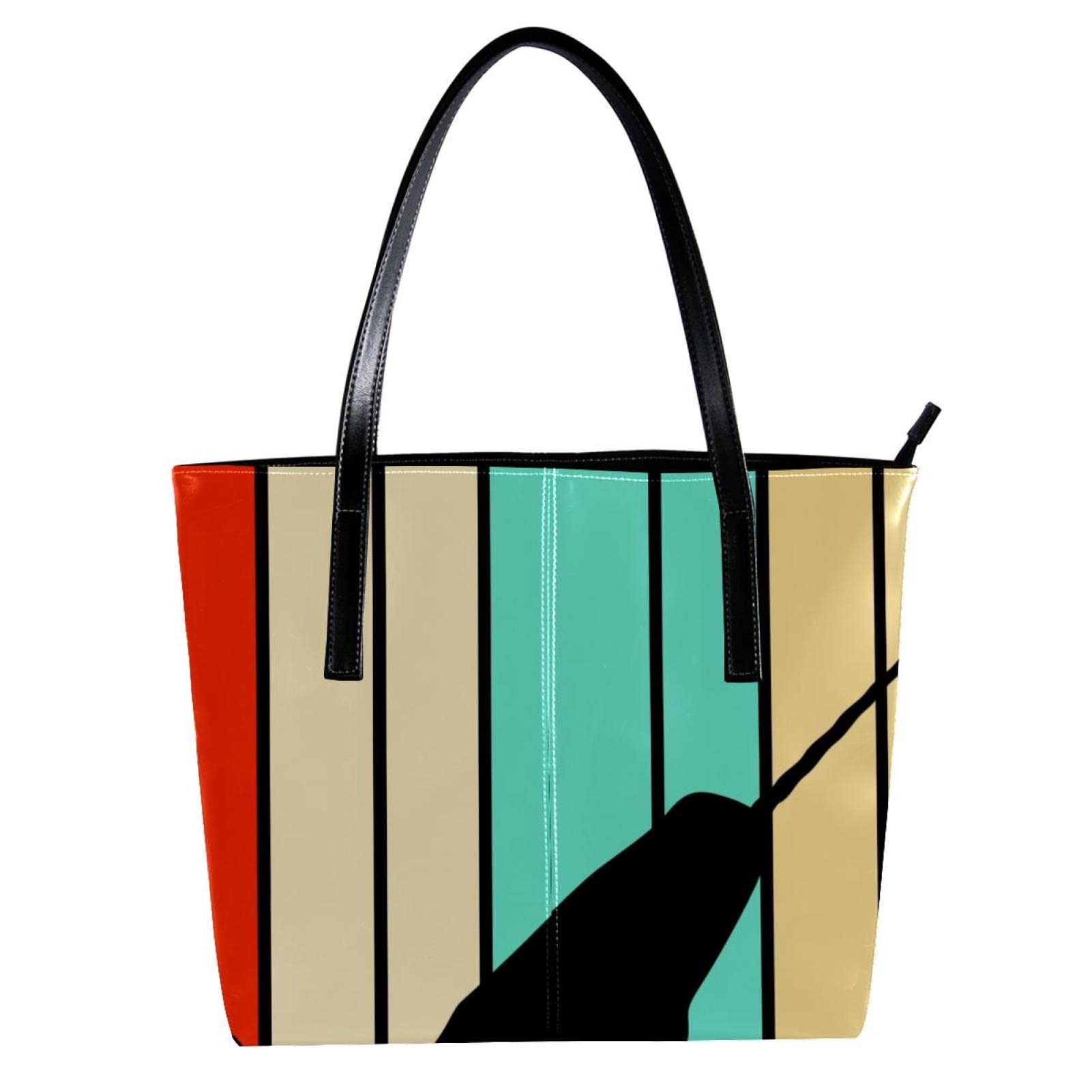 Stylish Striped Tote Bag for Women - Large Beach Bag with Zipper, Whale Animal Print Design - Perfect for Work, Travel & Shopping (Laptop & Shoulder Bag)