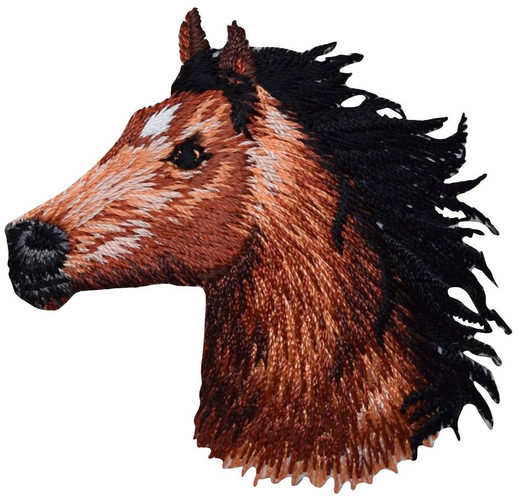 Horse Head Embroidered Iron On Patch - Left Facing Animal Design for Jackets, Bags & DIY Crafts | Durable Sew On Applique for Costumes & Denim Repair