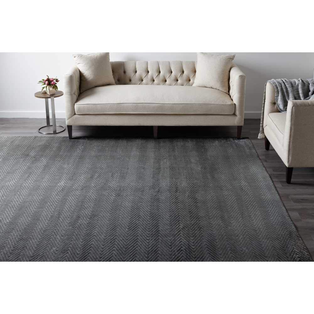 Chevelle Contemporary Modern Hand Loomed Area Rug 9' x 12' - Soft Charcoal Gray Living Room Rug for Bedroom, Office & Home Decor