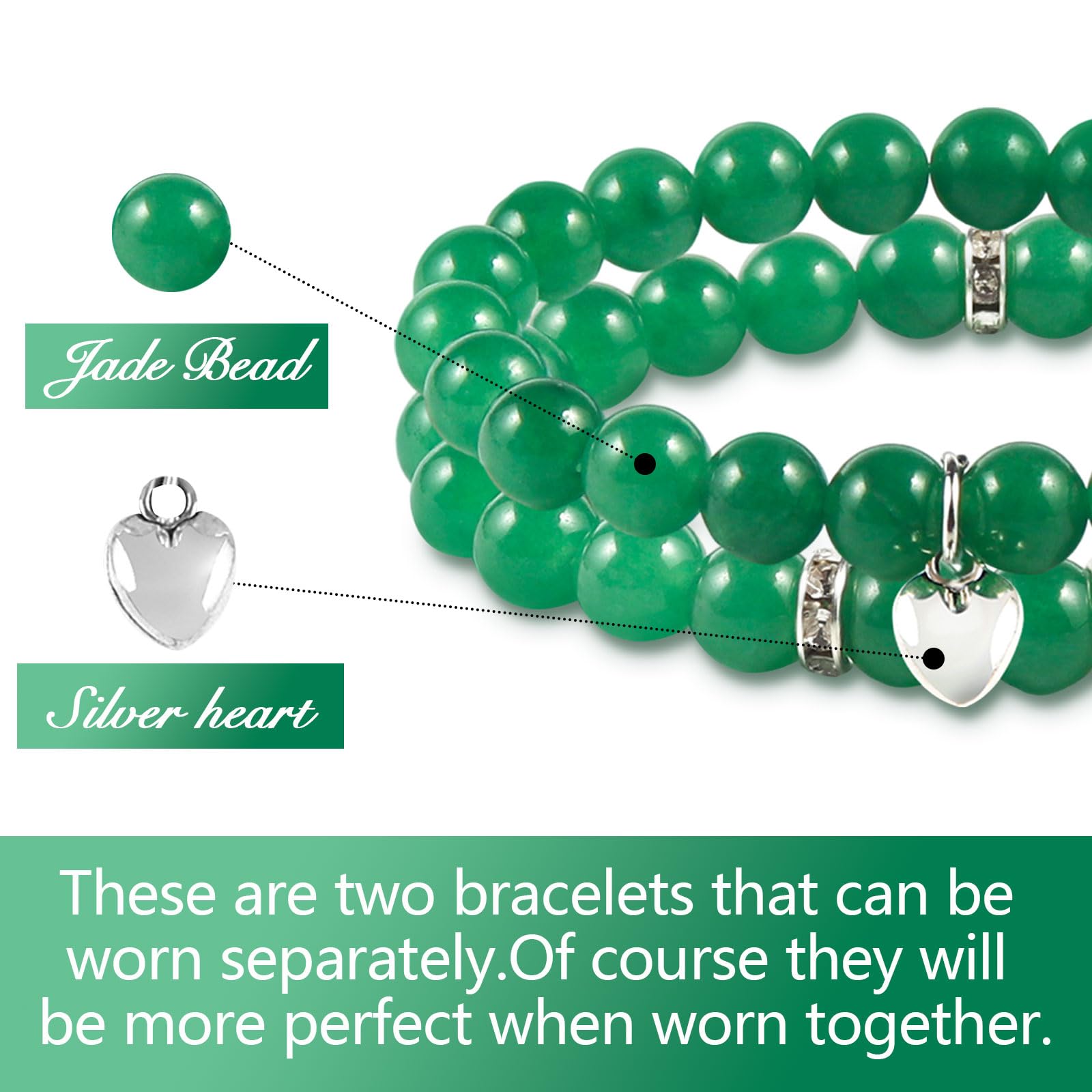 8mm Natural Jade Bracelet for Women - Anti-Anxiety Stress Relief Yoga Beads, Personalized Inspirational Gift for Wellness & Healing - Perfect for Meditation, Yoga Practice and Daily Wear